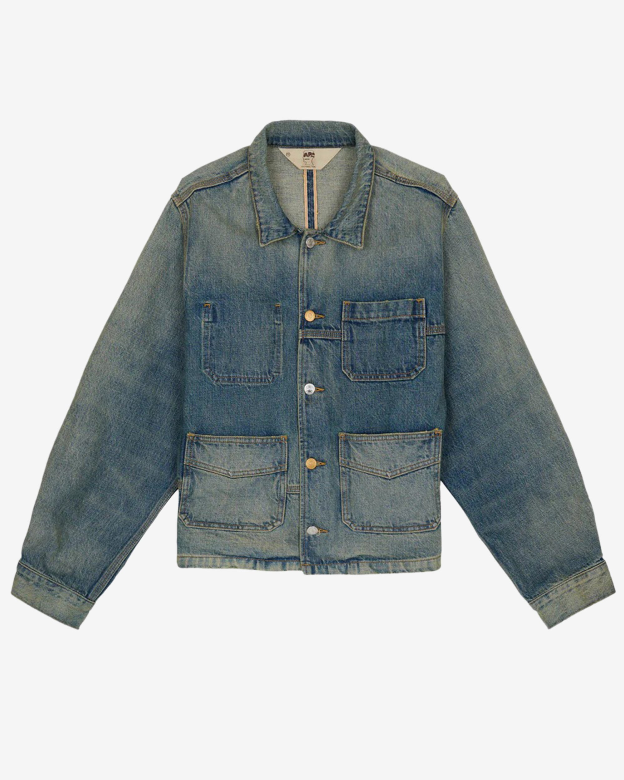 Brain Dead - Men's APC Selvedge Chore Jacket - (Washed Indigo) view 1, Click to Zoom in
