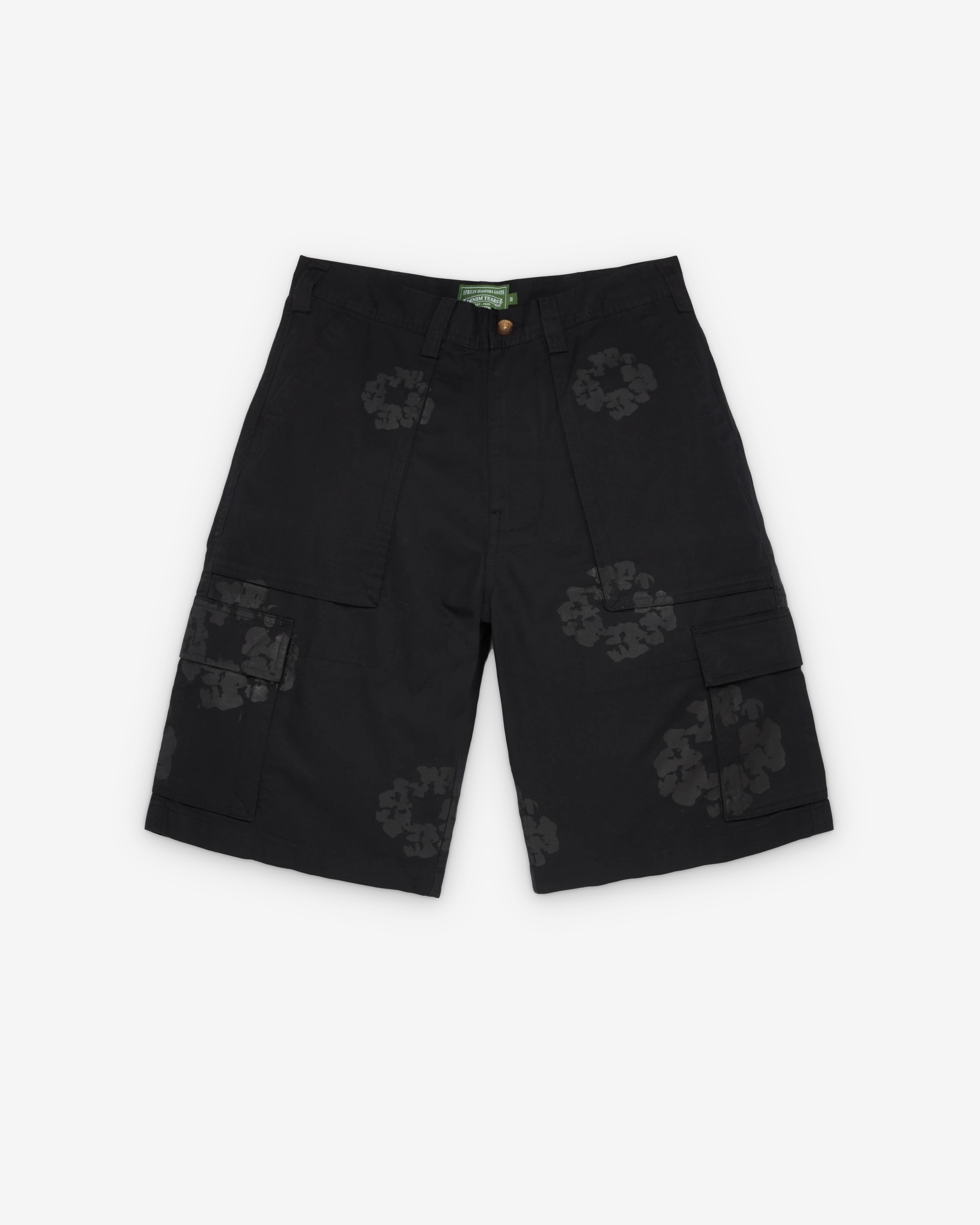 Denim Tears: Men's Cotton Wreath Cargo Short (Black) | DSMNY E-SHOP