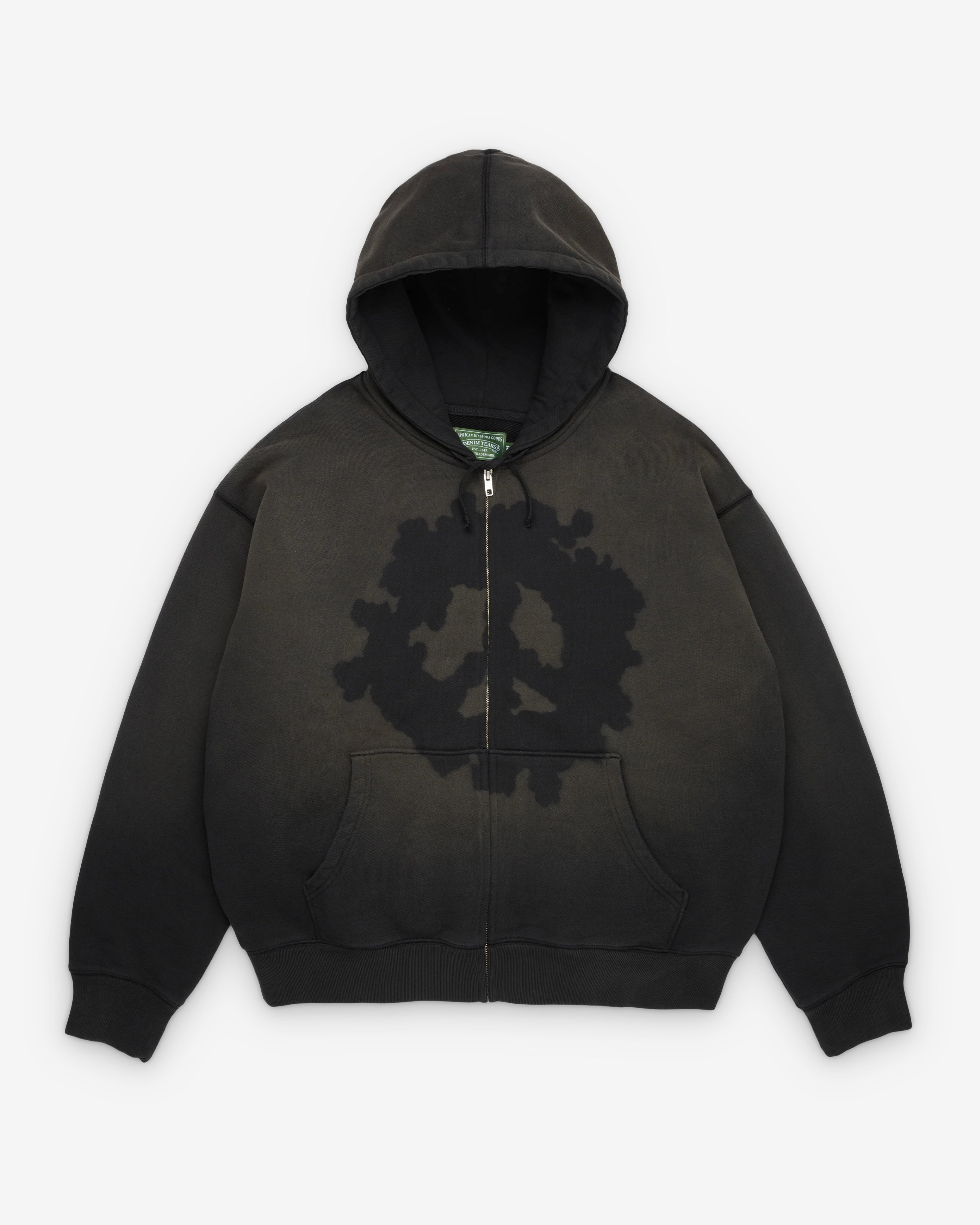Denim Tears: Men's Peace Wreath Knockout Zip Hood (Black) | DSMNY