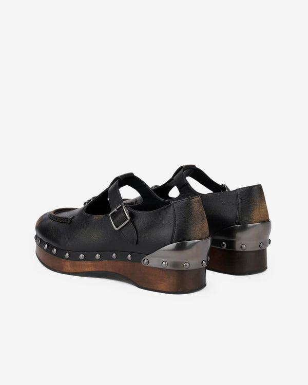 Brain Dead - Women's Coach Leather Wooden Mary Jane - (Black)