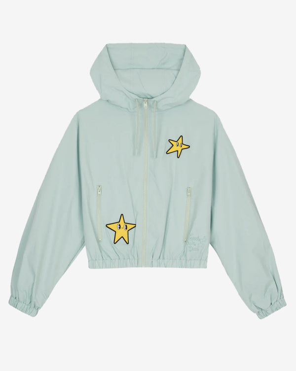 Brain Dead - Women's Coach Cropped Star Windbreaker - (Light Green)