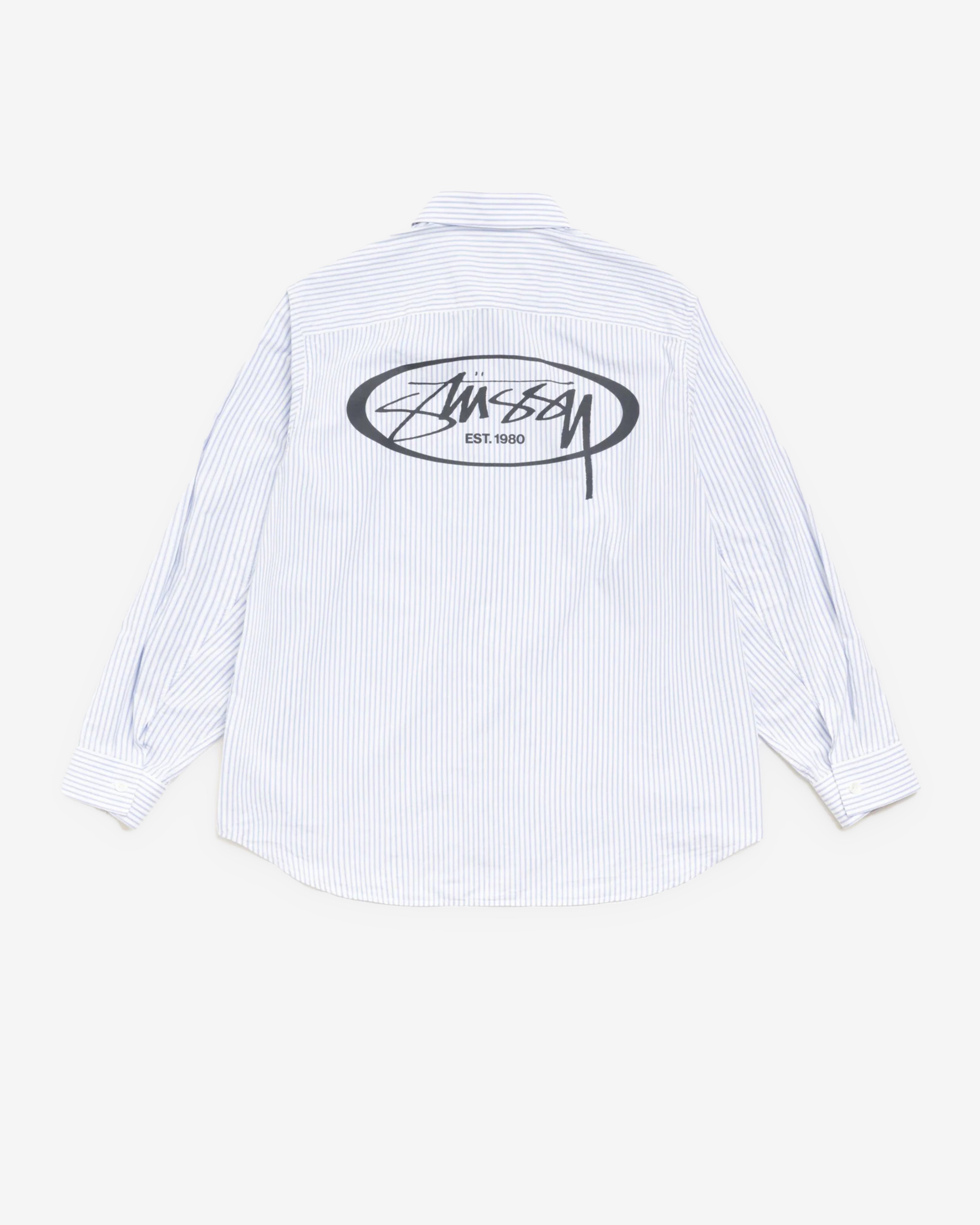 トップス 26ss Stussy Standard Logo Shirt Blue Stüssy: Men's Standard Logo Shirt (Blue Stripe) | DSMNY E-SHOP