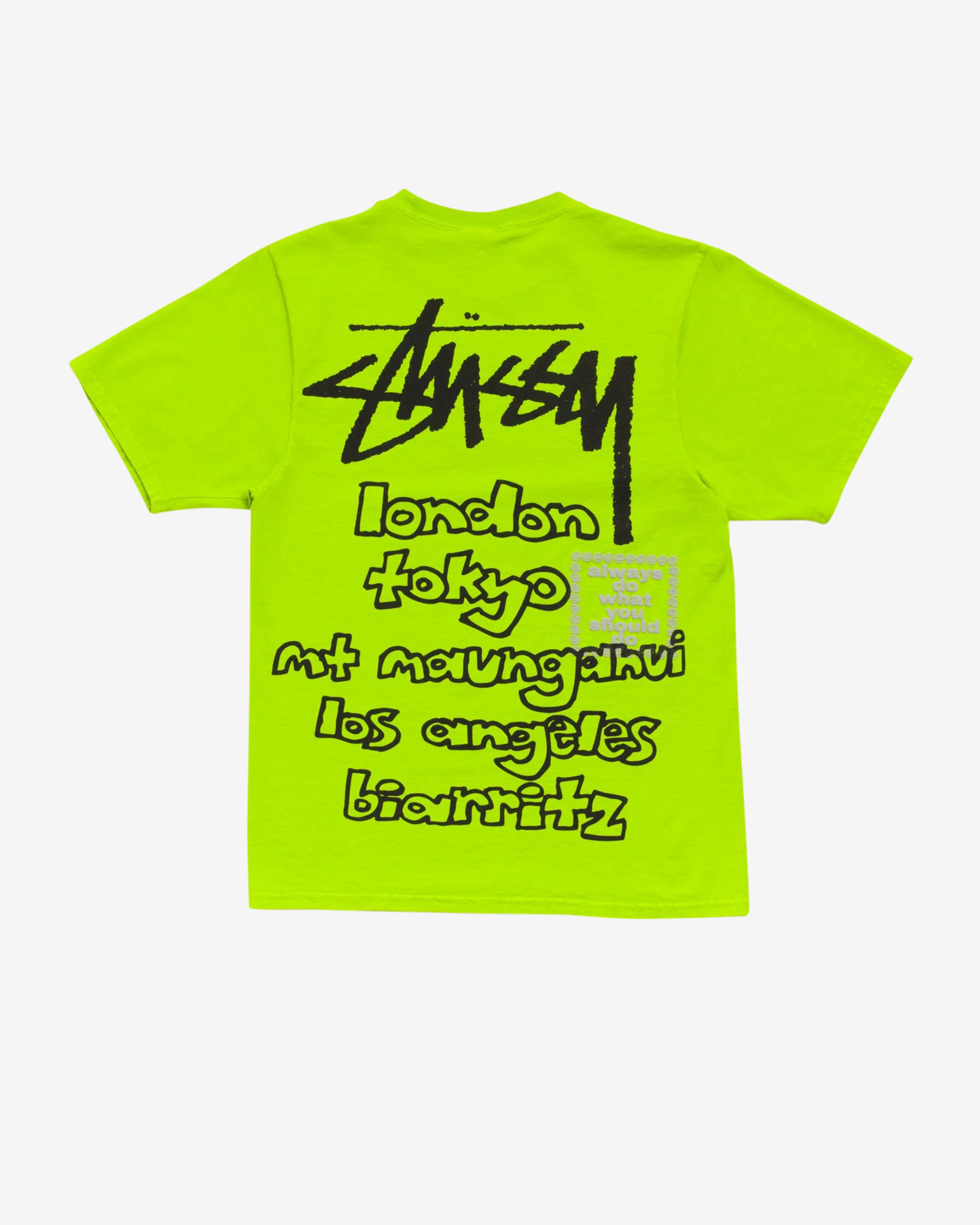 XLサイズ STÜSSY & ALWAYS WORLD TOUR TEE Stüssy: Men's Always Do What You Should Do World Tour Tee (Lime