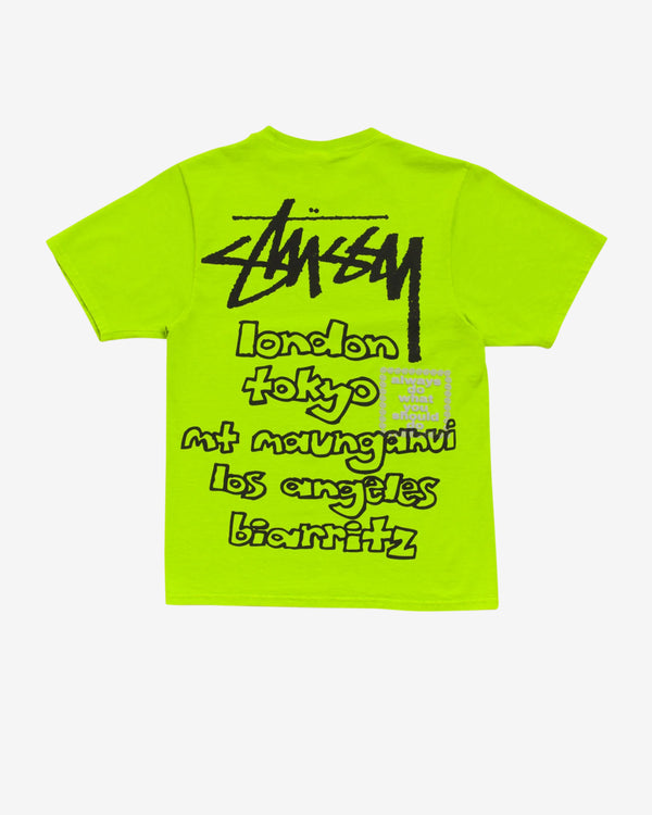 Stüssy - Men's Always Do What You Should Do World Tour Tee - (Lime)