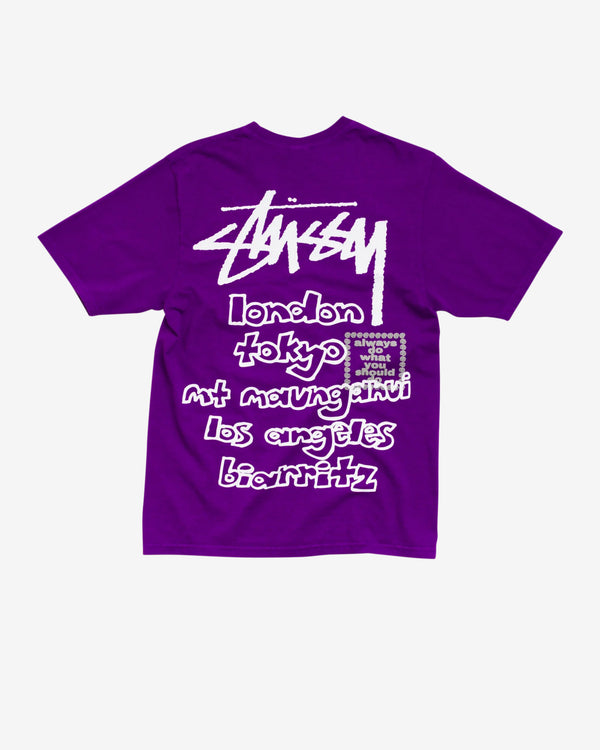 Stüssy - Men's Always Do What You Should Do World Tour Tee - (Purple)