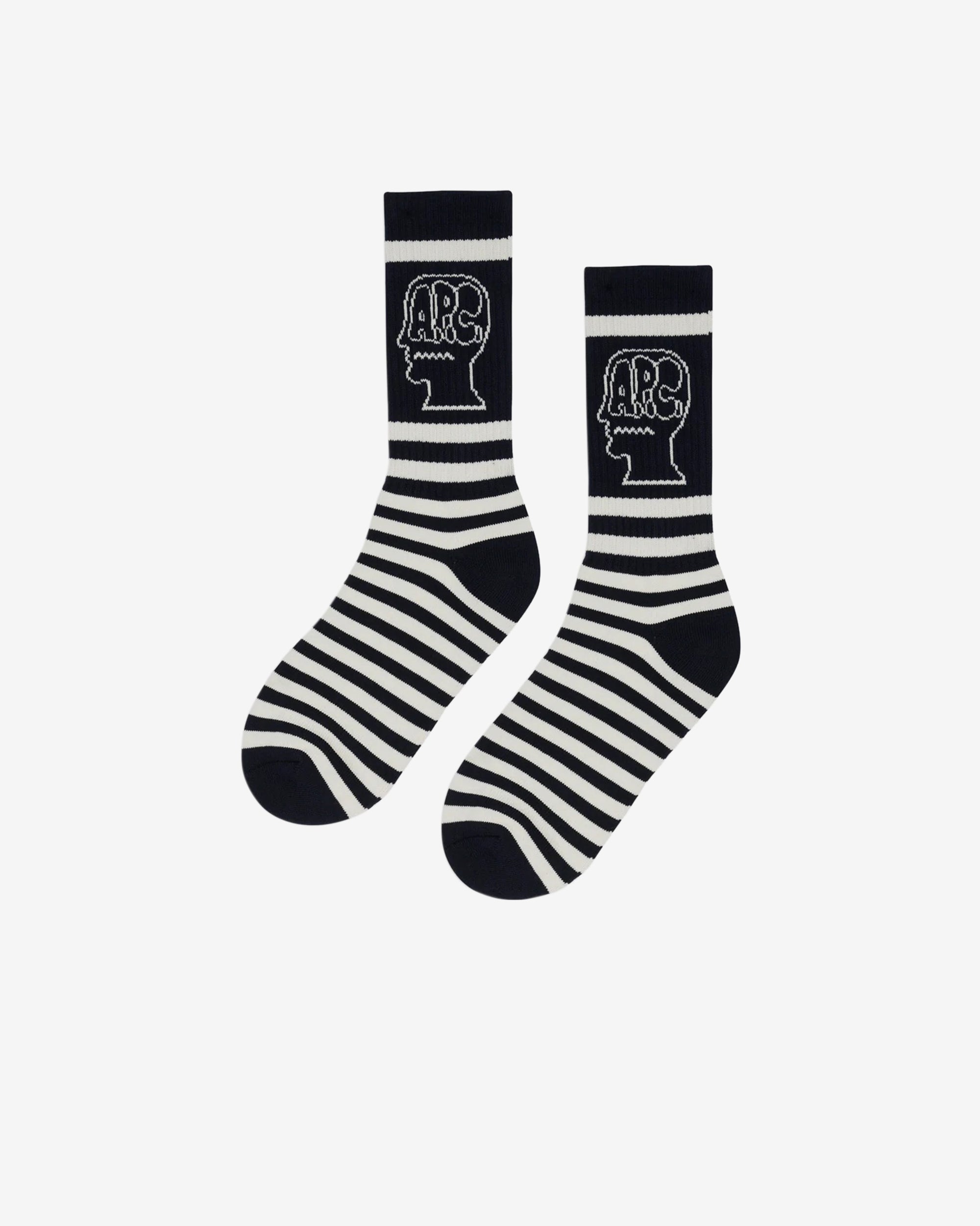 Brain Dead - Men's APC Striped Socks - (Navy) view 3, Click to Zoom in