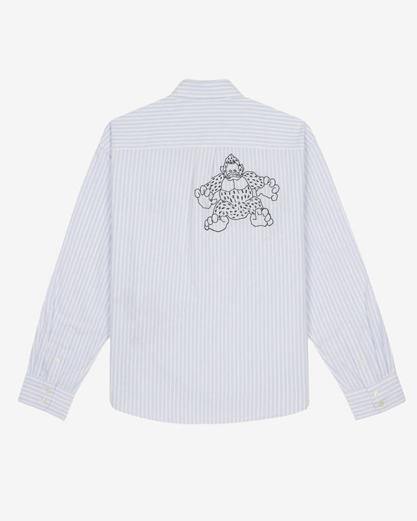 Brain Dead - Men's Coach Long Sleeve Button Up Shirt - (Blue Stripe)