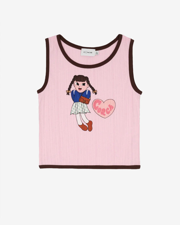 Brain Dead - Women's Coach Pointelle  Graphic Tank Top - (Pink)