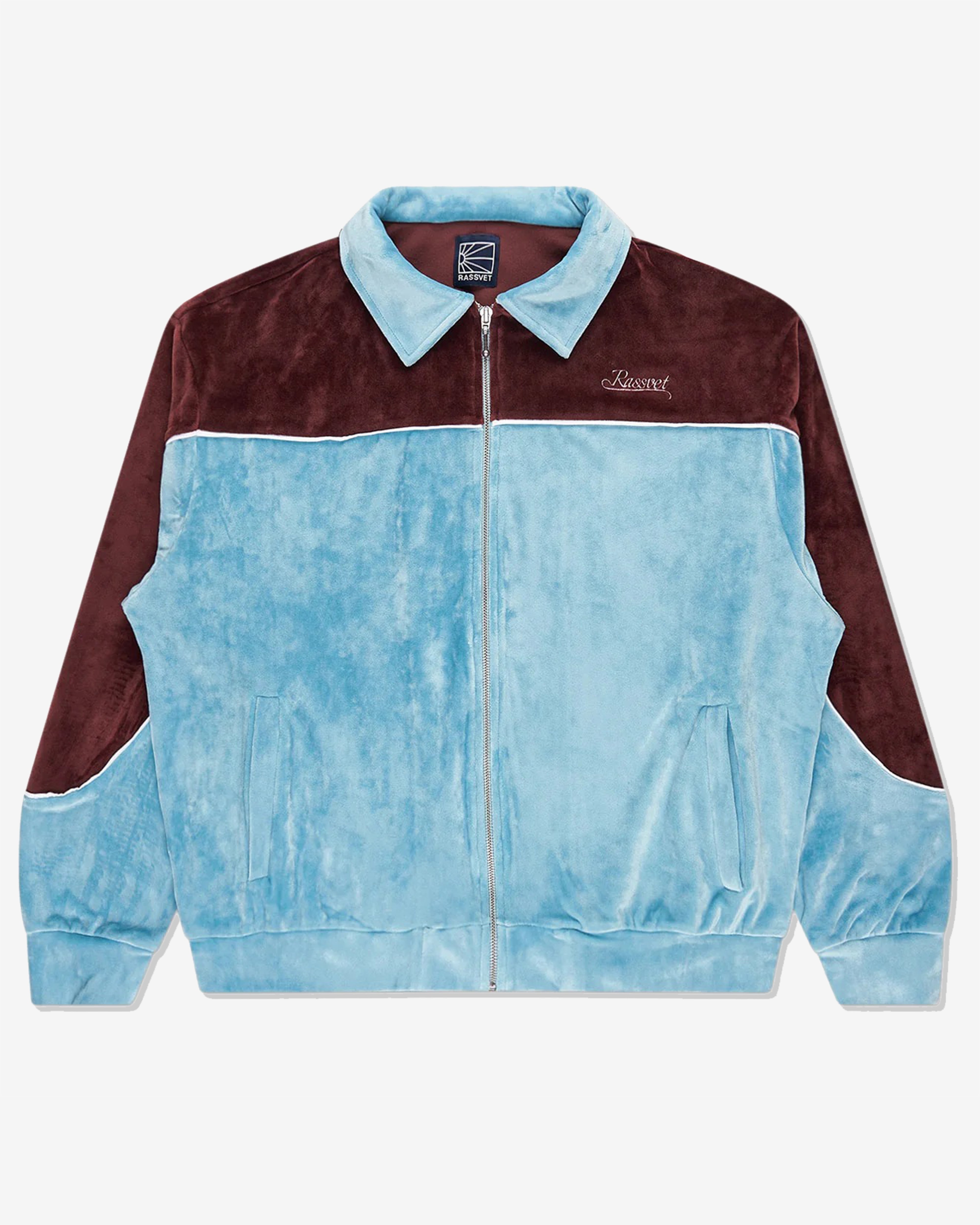 Rassvet: Men's Velours Sports Jacket (Blue) | DSMNY E-SHOP