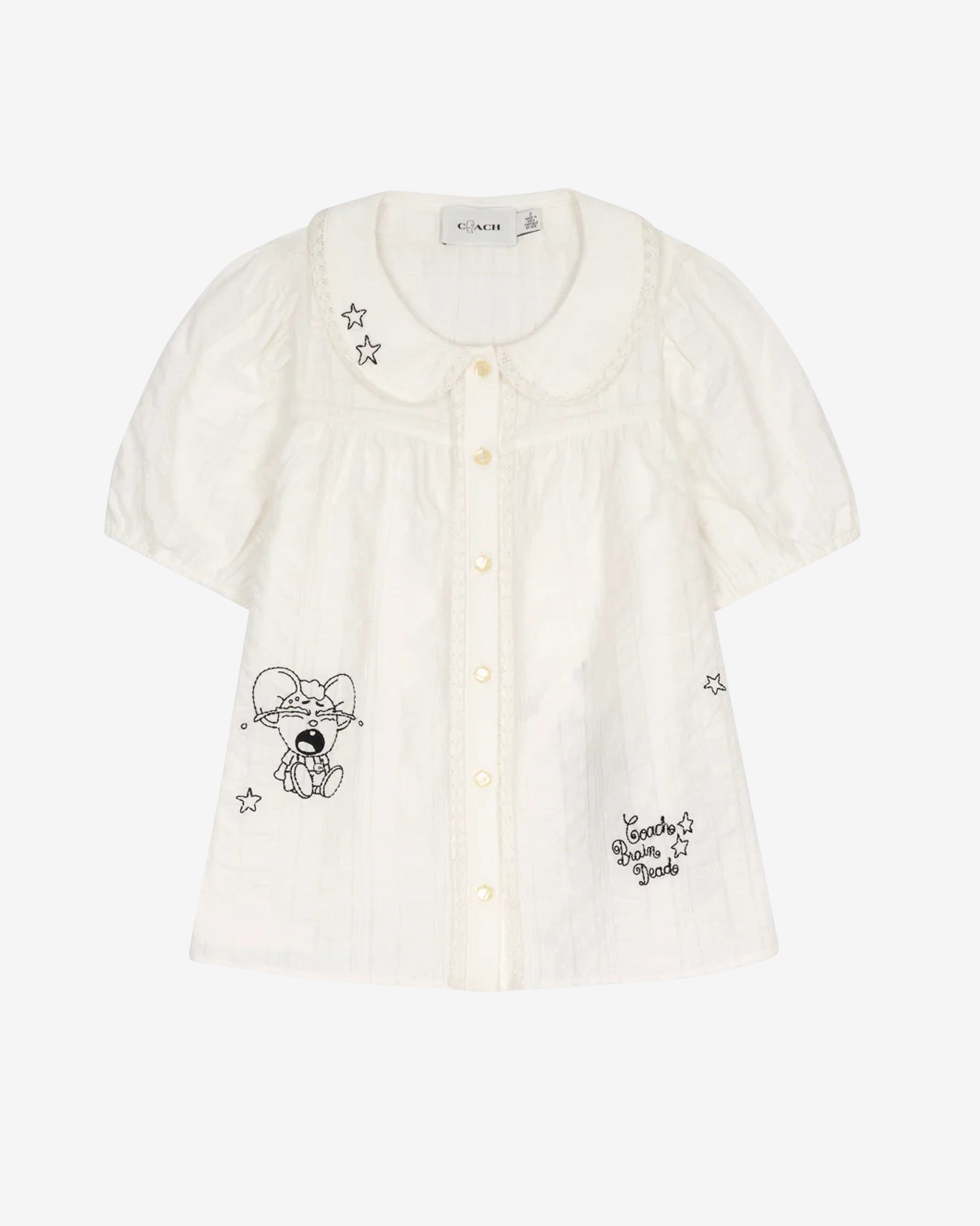 Brain Dead - Women's Coach Embroidered Button Down Blouse - (White) view 1, Click to Zoom in