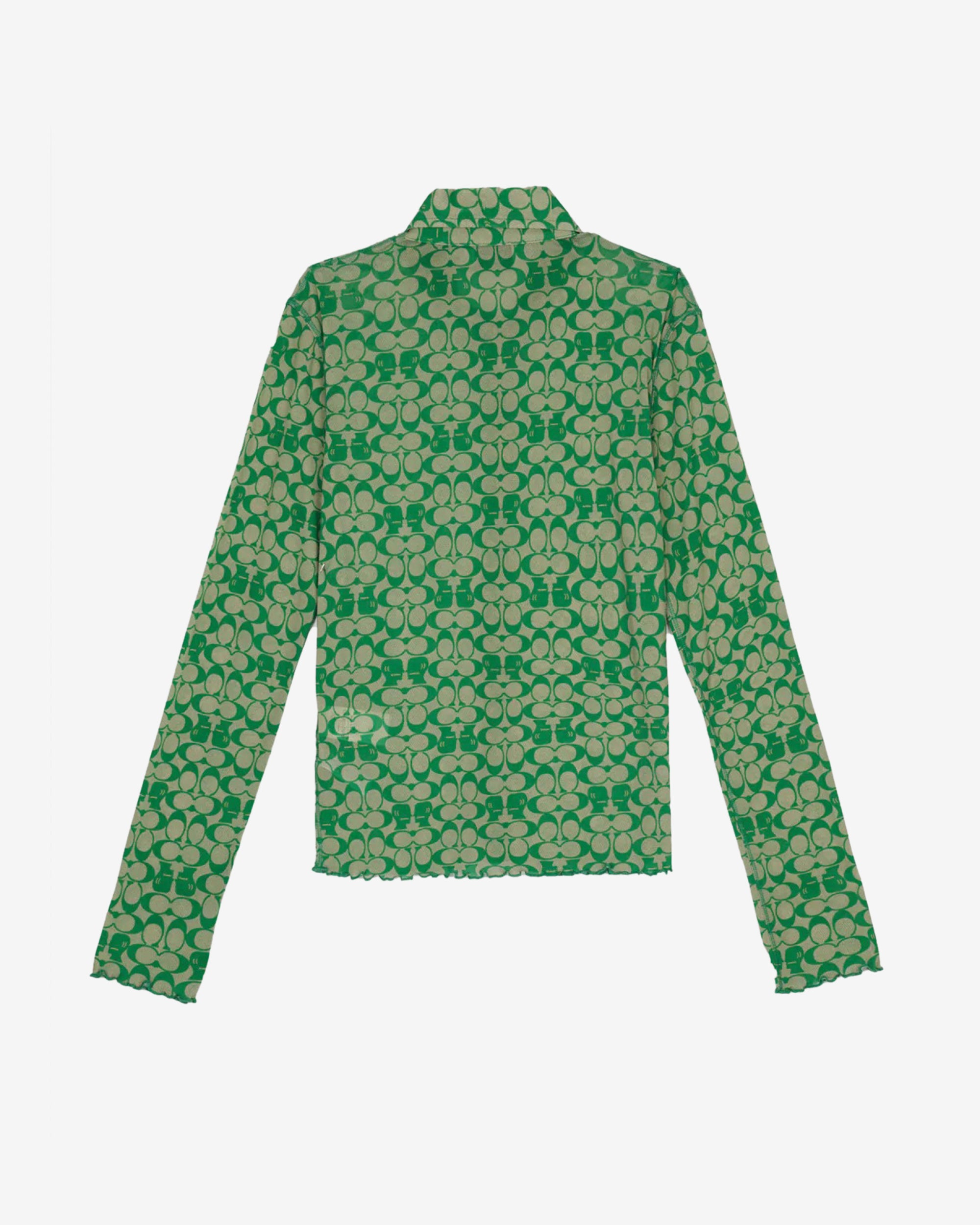 Brain Dead - Women's Coach Printed Mesh Button Up Shirt - (Dark Green) view 2, Click to Zoom in