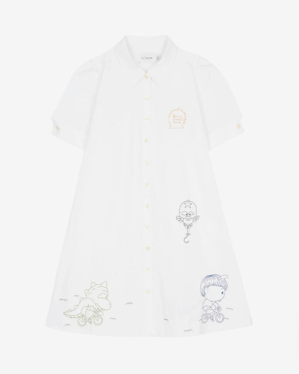 Brain Dead - Women's Coach Embroidered Shirt Dress - (White)
