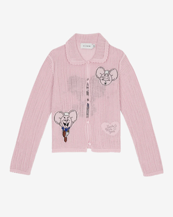 Brain Dead - Women's Coach Intarsia Kachi Mouse Knit Cardigan - (Pink)