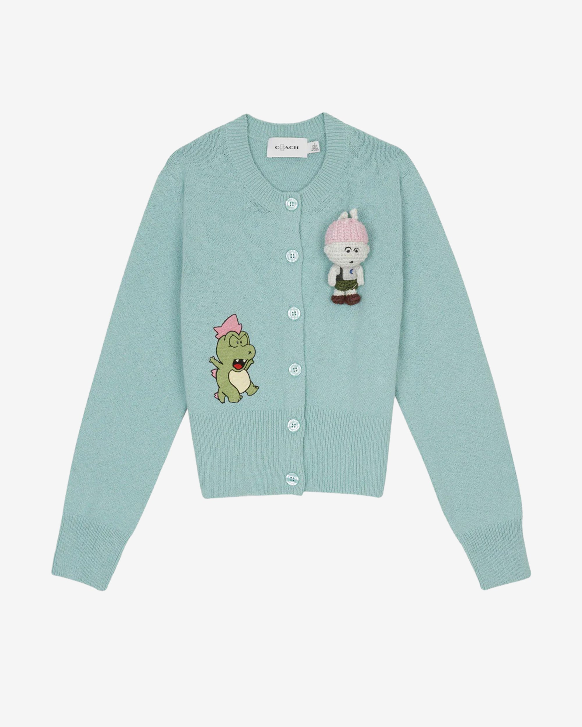 Brain Dead - Women's Coach Plush Character Cardigan - (Light Green) view 1, Click to Zoom in