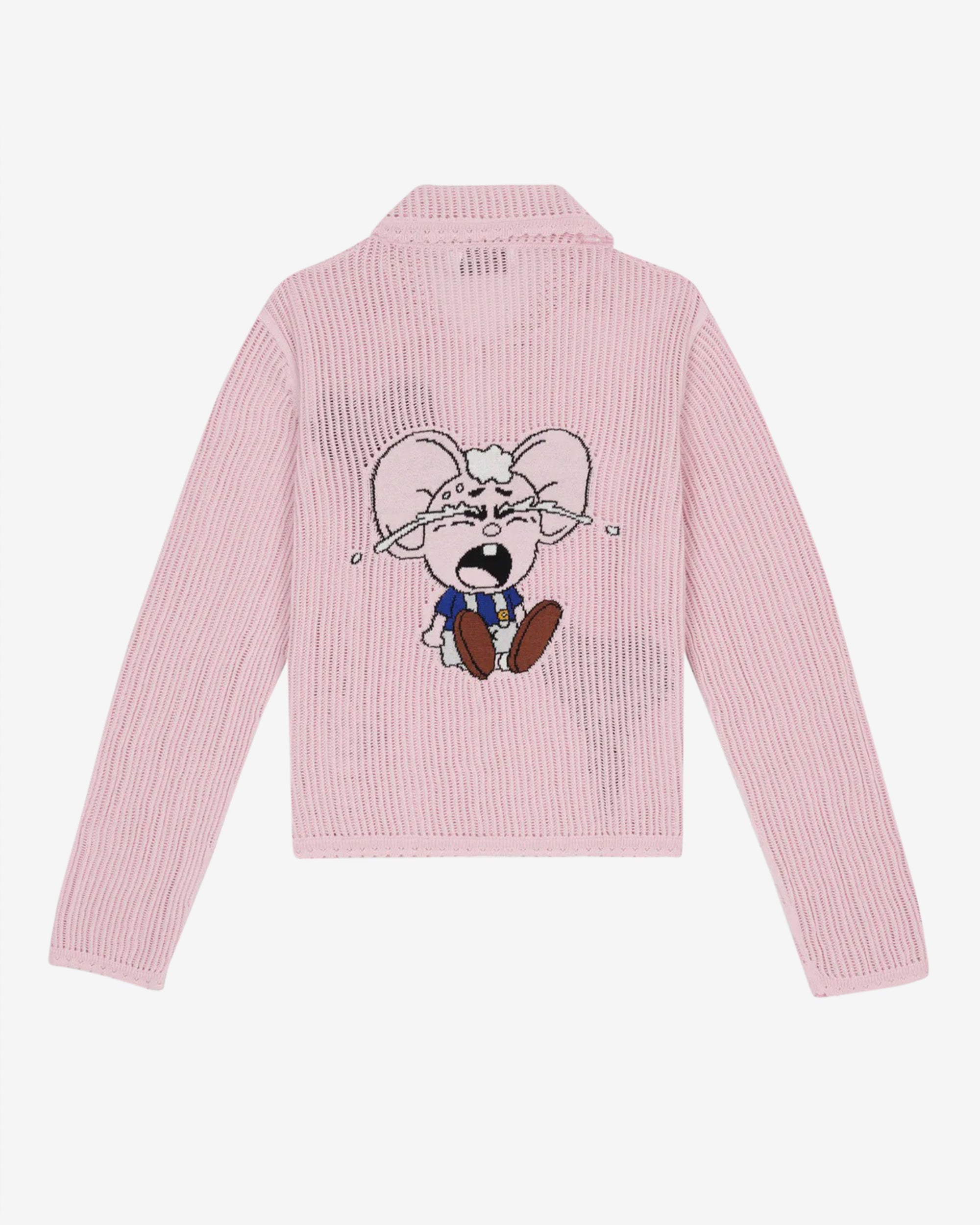 Brain Dead - Women's Coach Intarsia Kachi Mouse Knit Cardigan - (Pink) view 2, Click to Zoom in