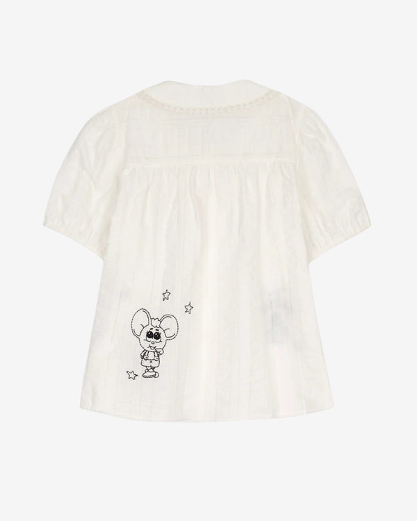 Brain Dead - Women's Coach Embroidered Button Down Blouse - (White)