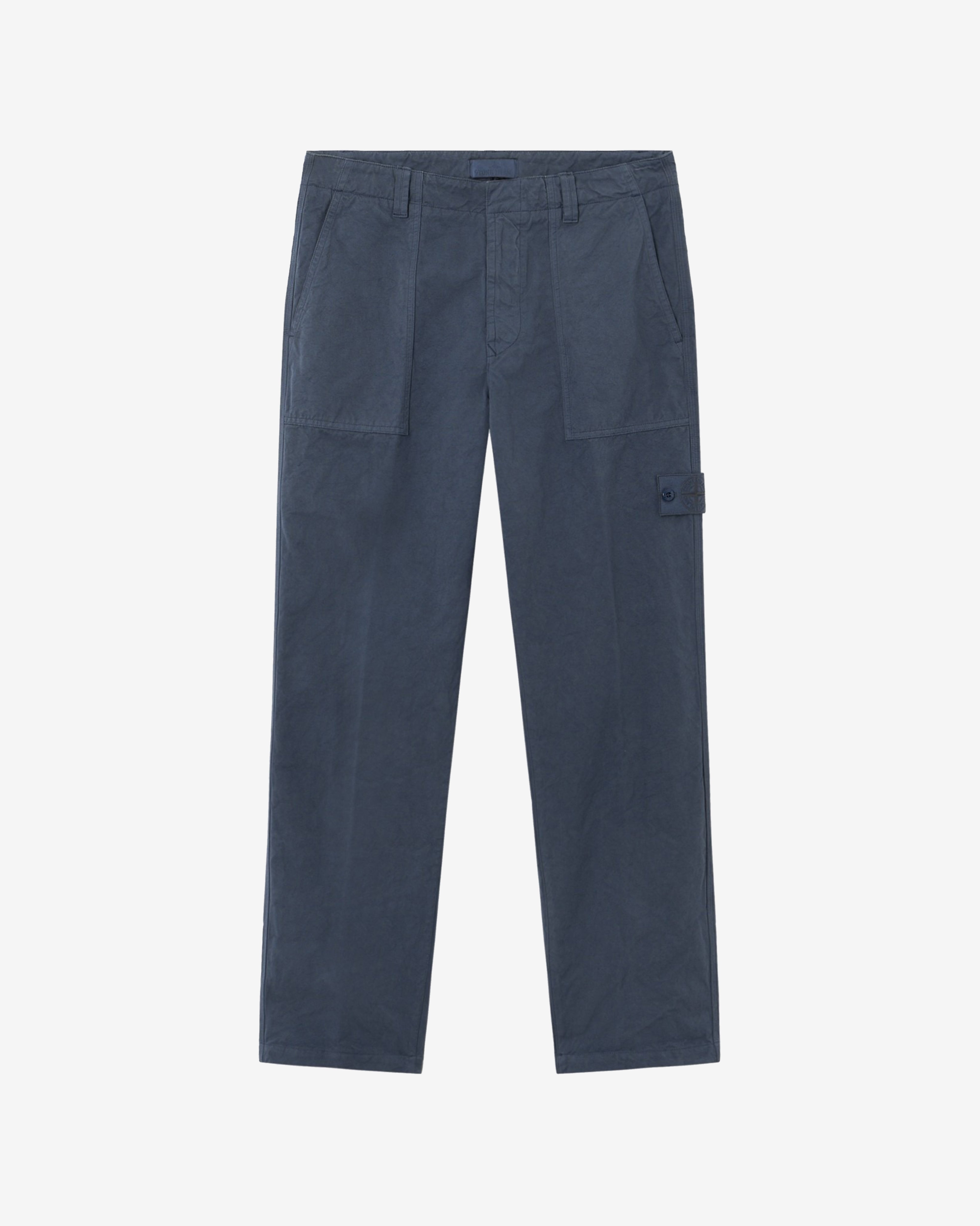 Stone Island: Men's Cotton Linen Canvas Trousers (Slate Blue