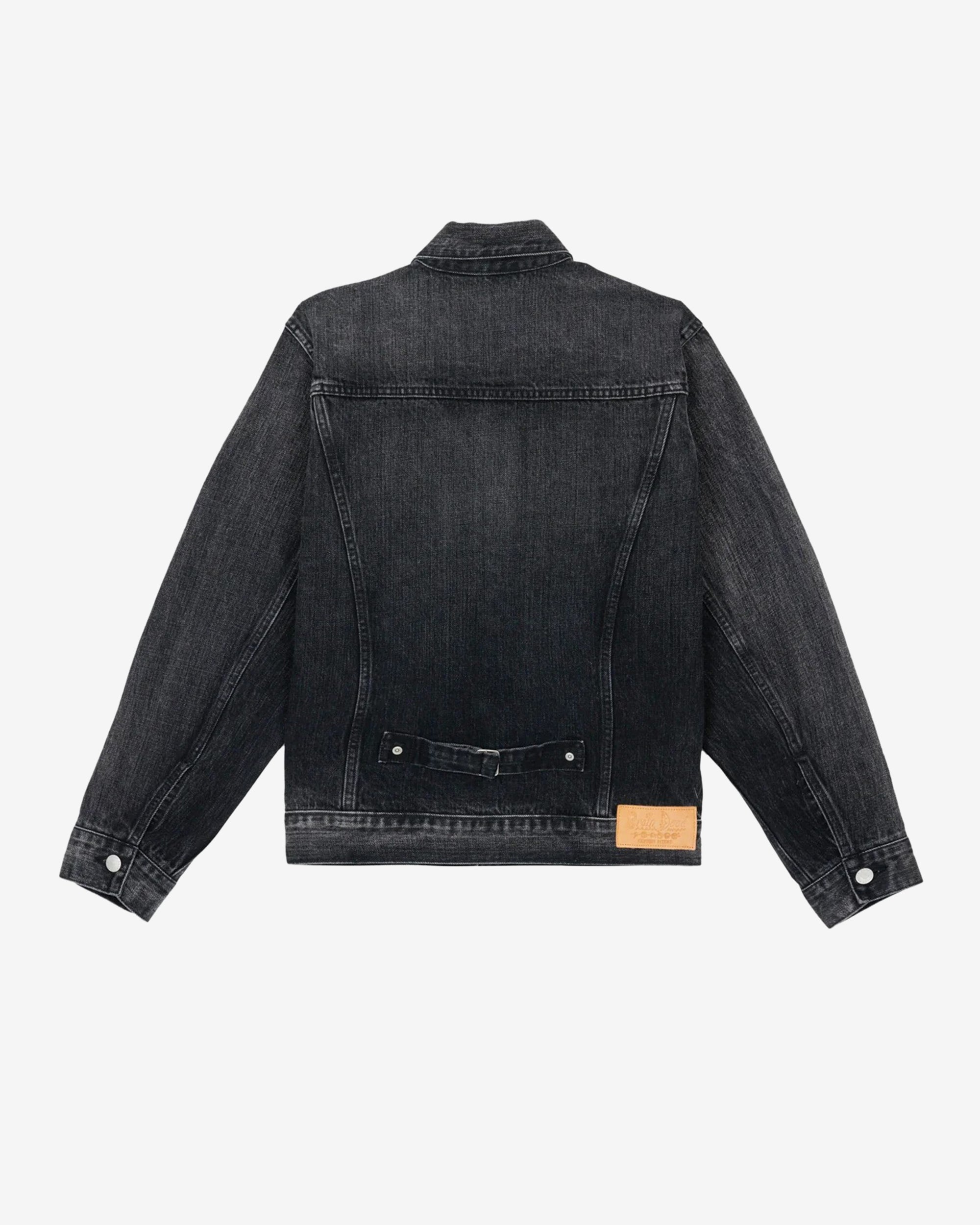 Brain Dead - Men's 13.2oz Selvedge Denim Trucker Jacket - (Washed Black) view 2, Click to Zoom in