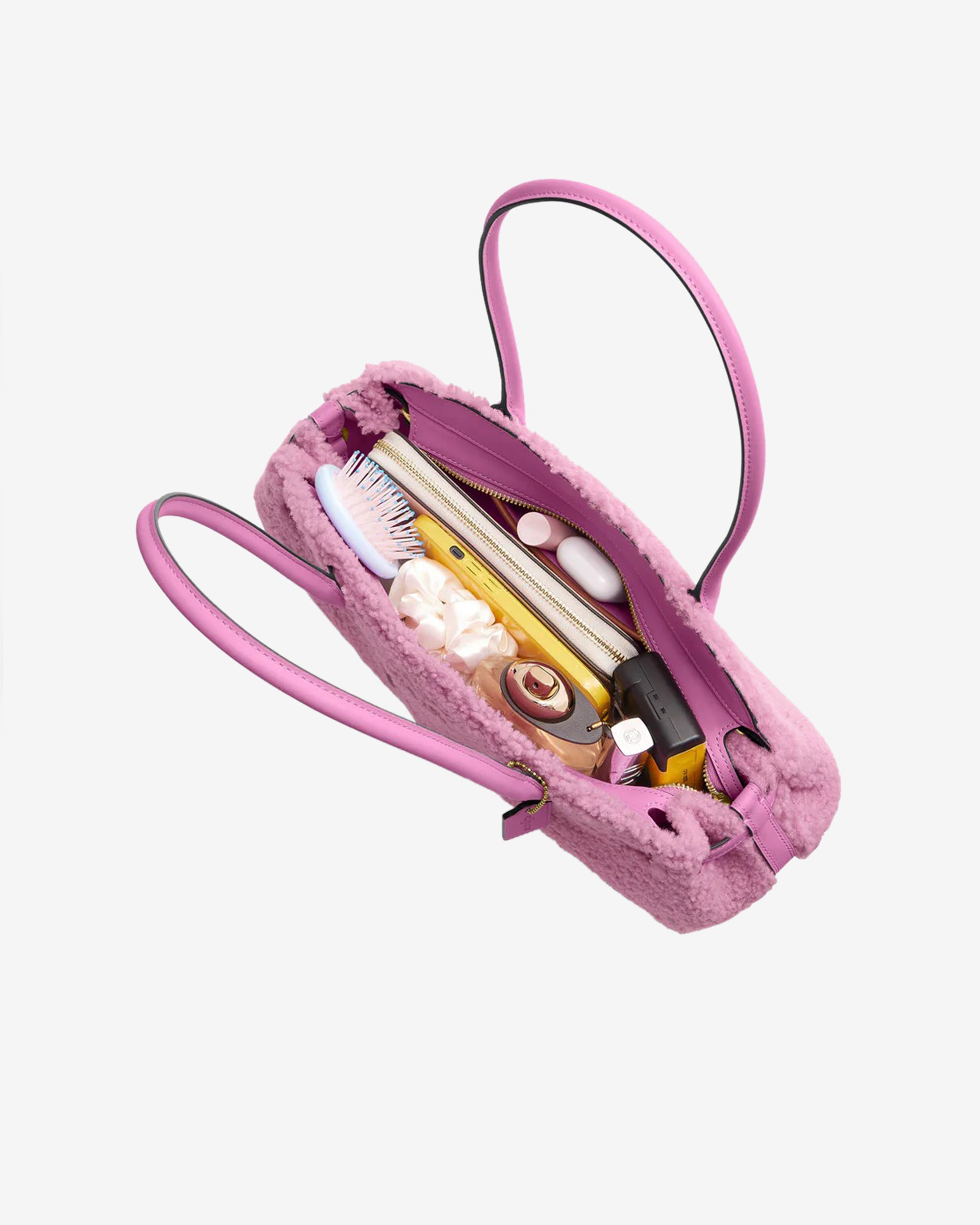 Brain Dead - Women's Coach Shearling Empire Carryall 34 - (Fuchsia) view 4, Click to Zoom in