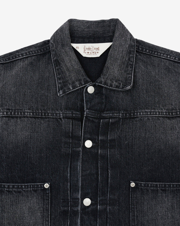 Brain Dead - Men's 13.2oz Selvedge Denim Trucker Jacket - (Washed Black)