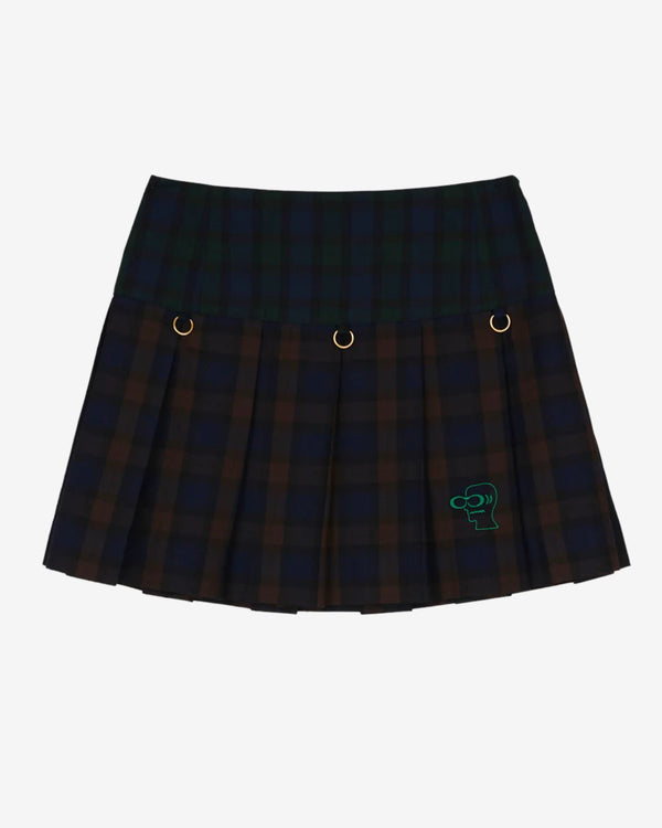 Brain Dead - Women's Coach Mini Plaid Pleated Skirt - (Dark Brown)