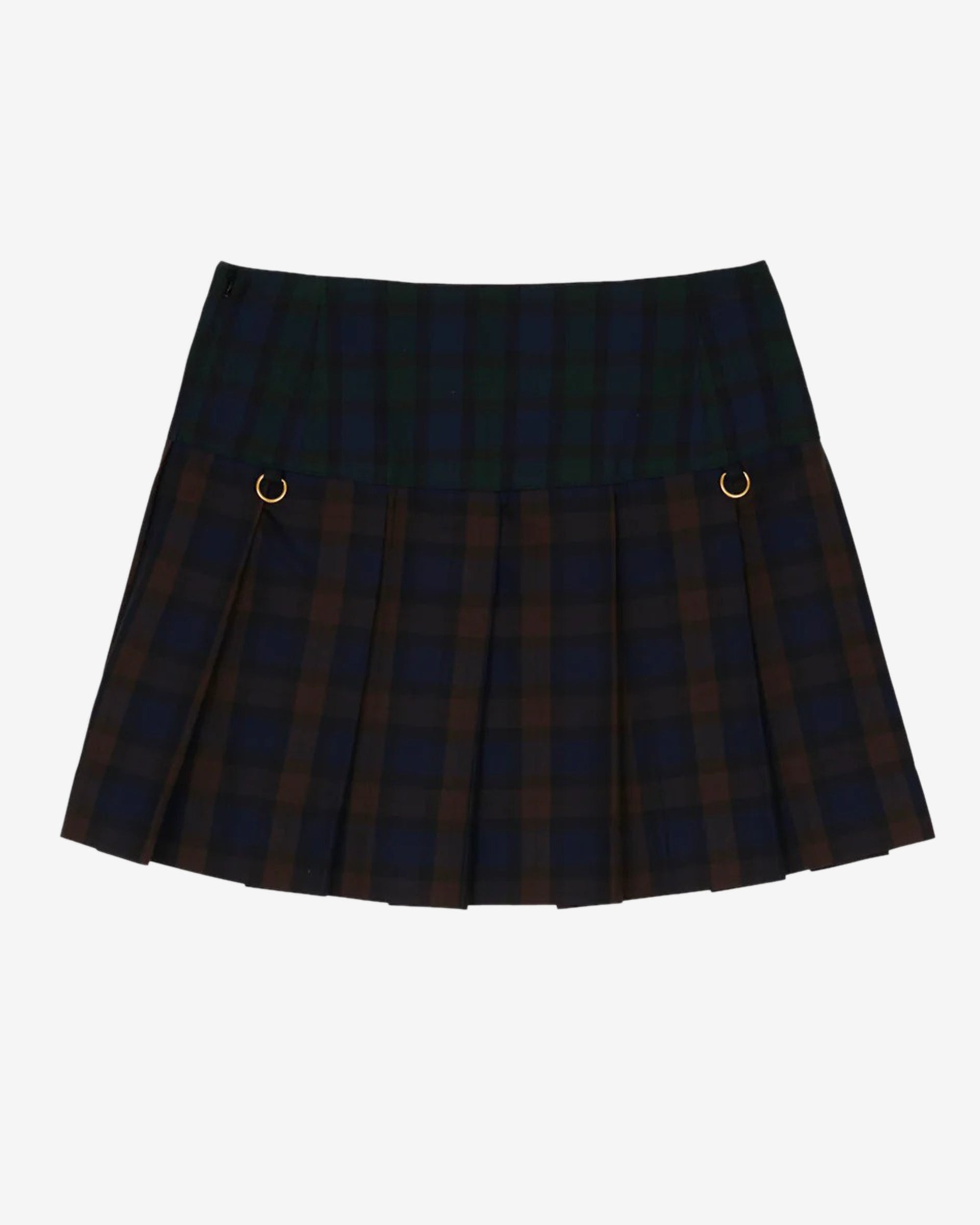 Brain Dead - Women's Coach Mini Plaid Pleated Skirt - (Dark Brown) view 2, Click to Zoom in