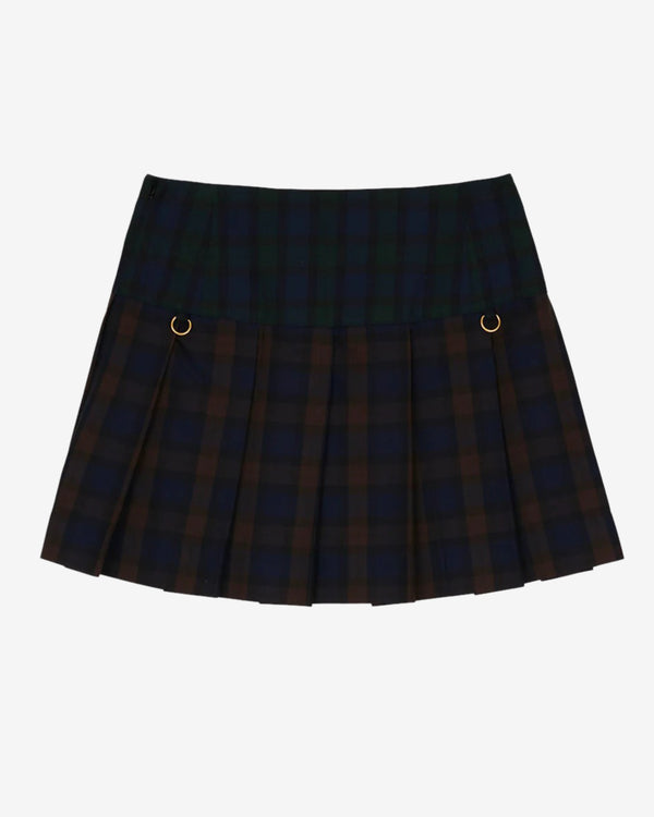 Brain Dead - Women's Coach Mini Plaid Pleated Skirt - (Dark Brown)