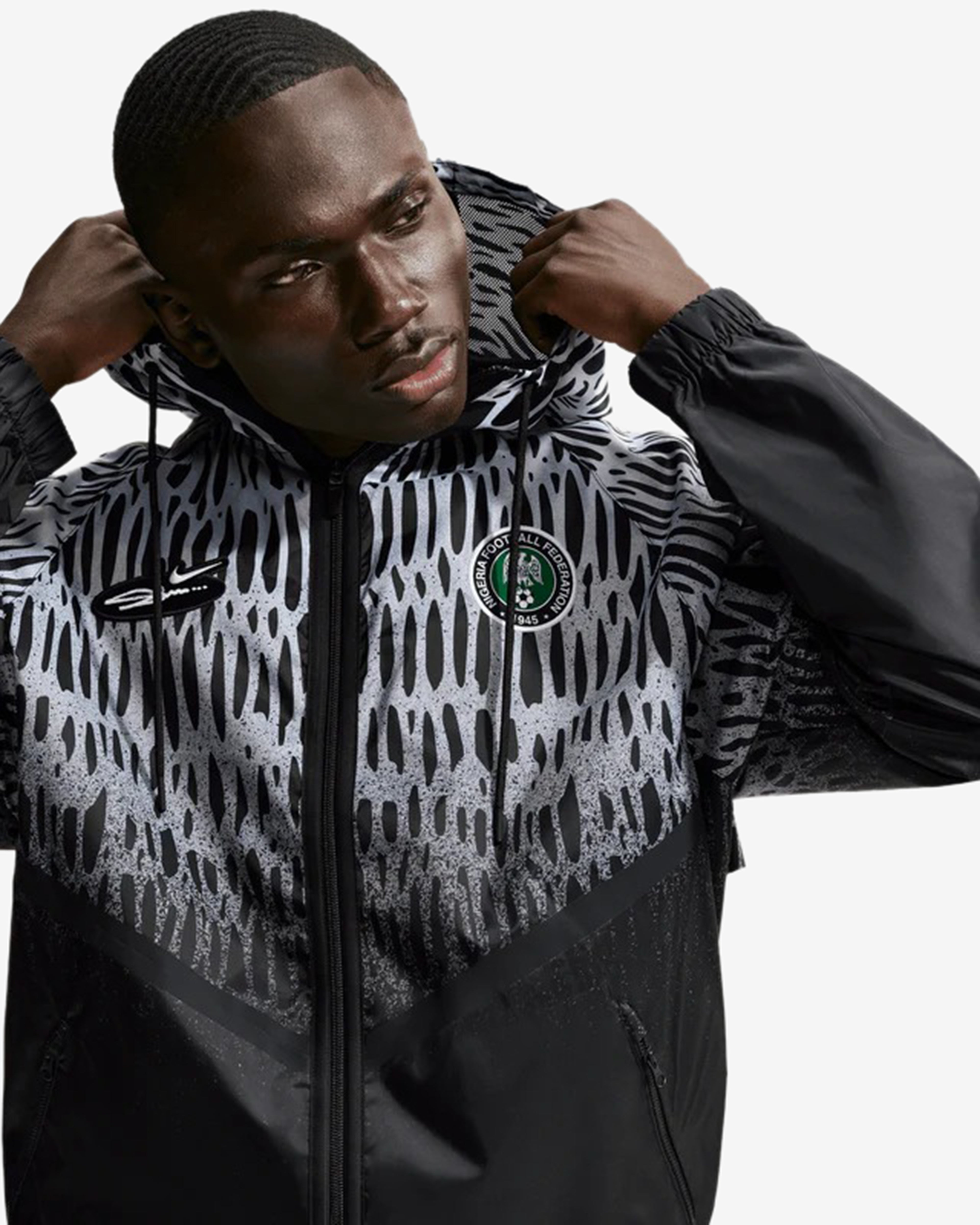 Nike: Men's Slawn X Nigeria Anthem Jacket (Black/White) | DSMNY E-SHOP