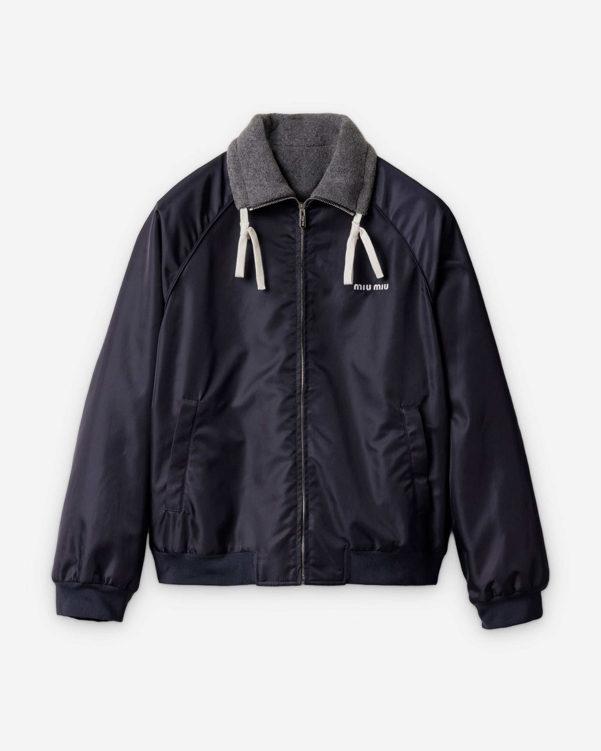 Miu Miu - Women's Technical Gazar And Fleece Bomber Jacket - (Navy) view 1, Click to Zoom in