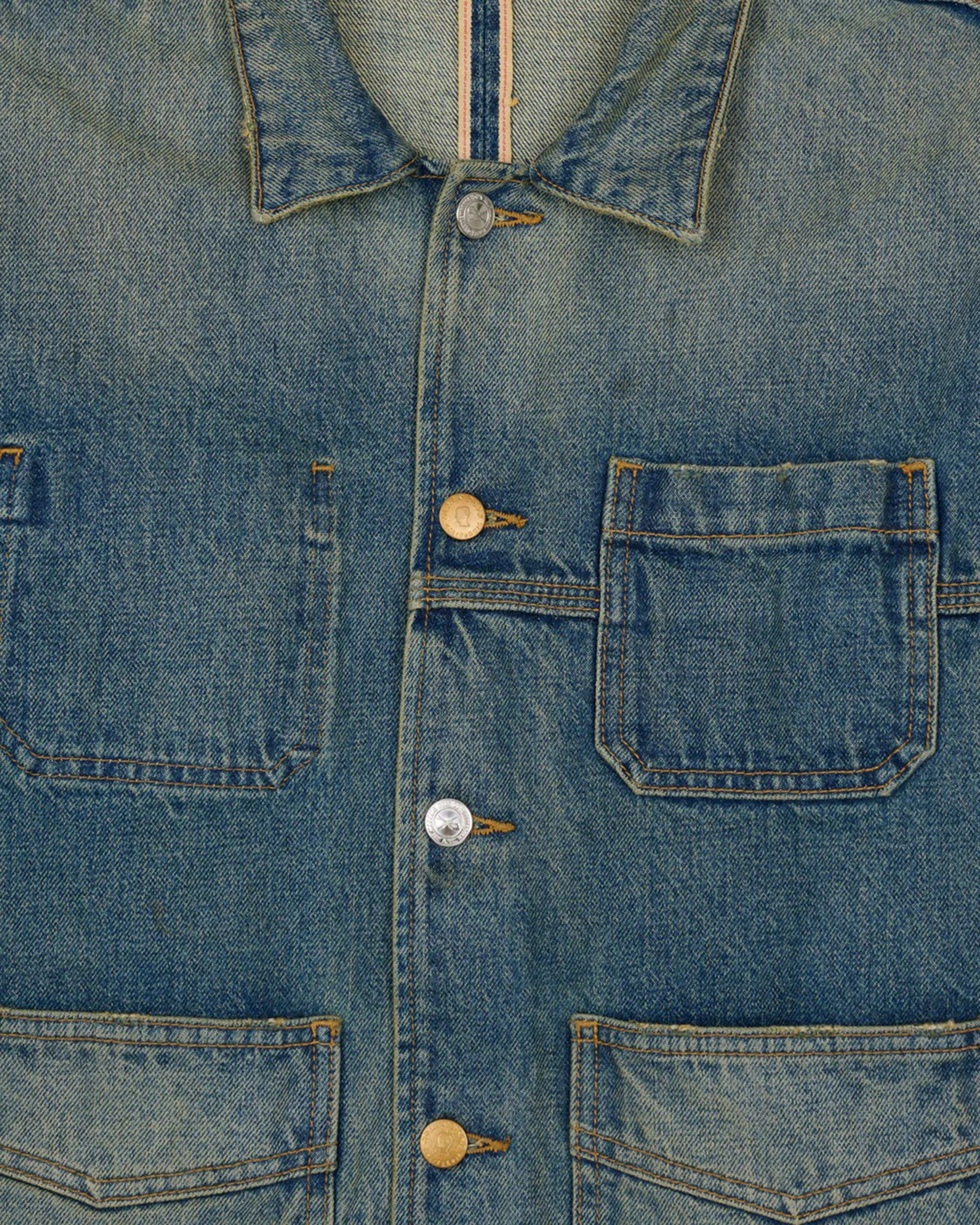 Brain Dead - Men's APC Selvedge Chore Jacket - (Washed Indigo) view 5, Click to Zoom in