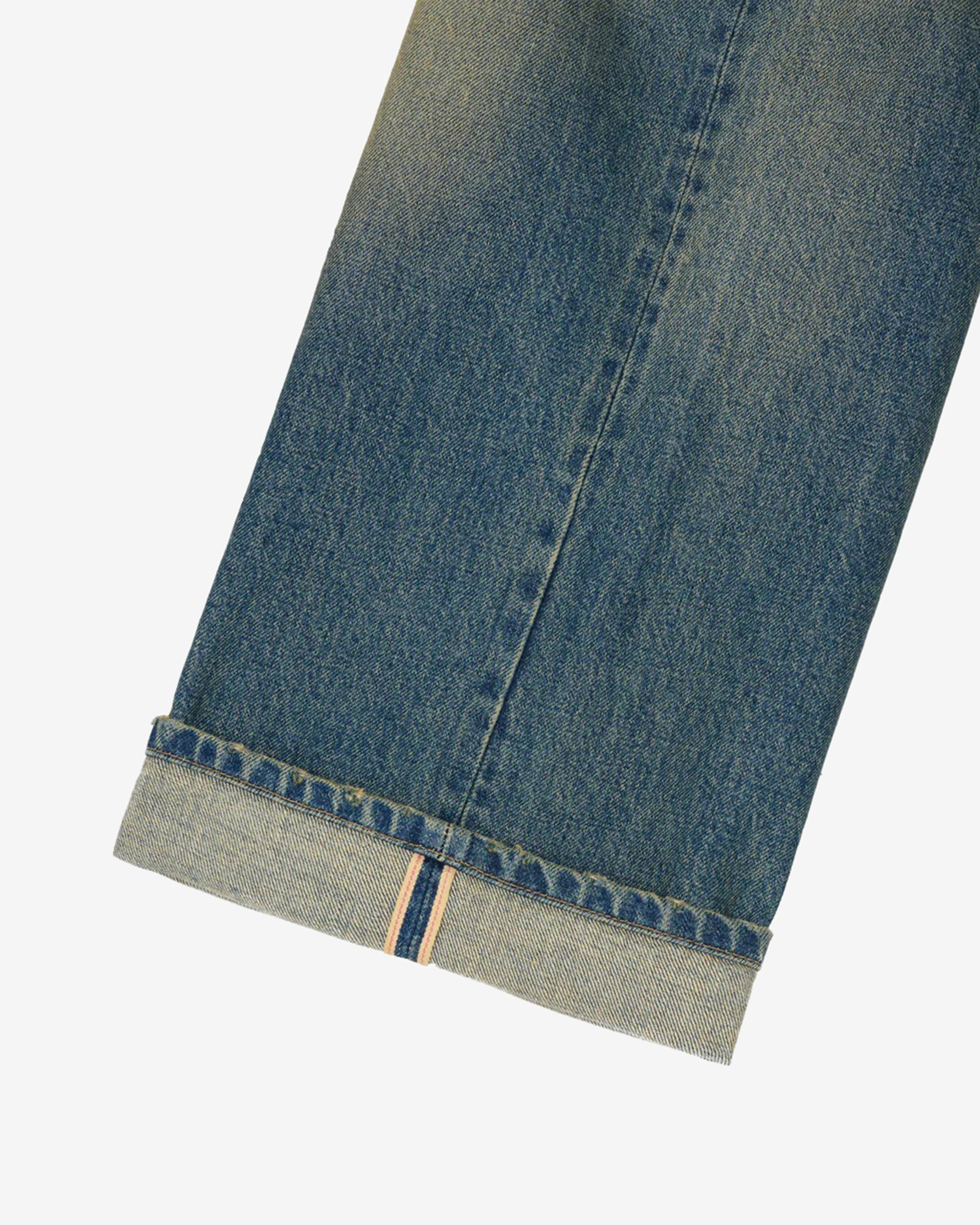 Brain Dead - Men's APC Type 00 Selvedge Denim Pant - (Washed Indigo) view 5, Click to Zoom in