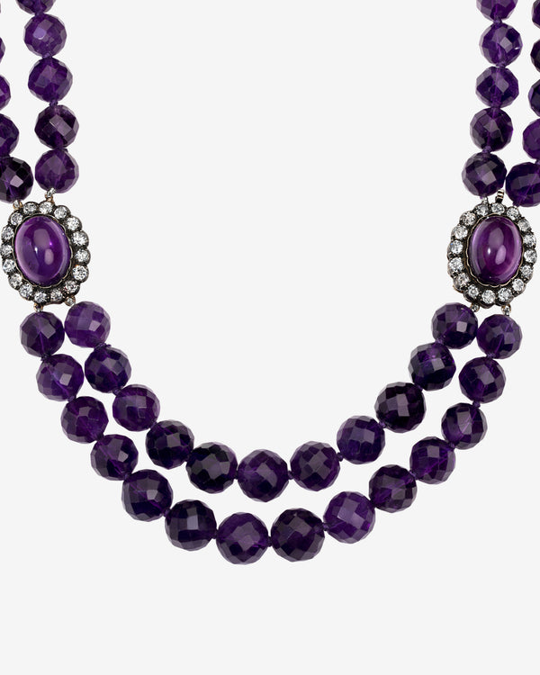 Mindi Mond - Women's Double Faceted Amethyst Necklace - (Gold)