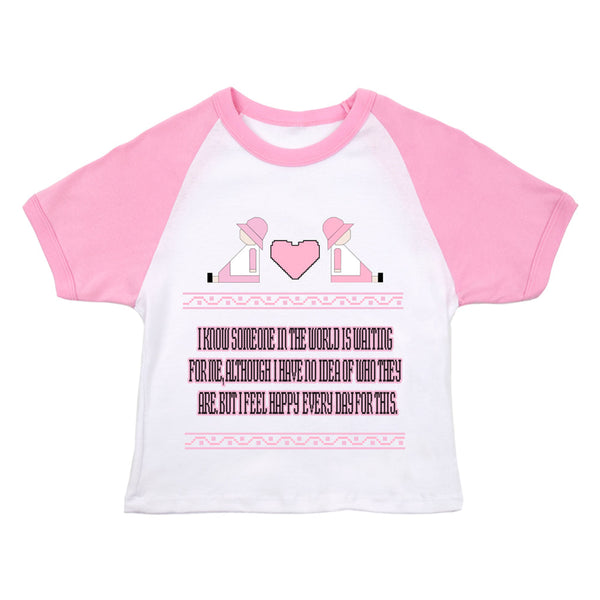 Online Ceramics - Someone Is Waiting For Me Baby Tee - (Pink/White)