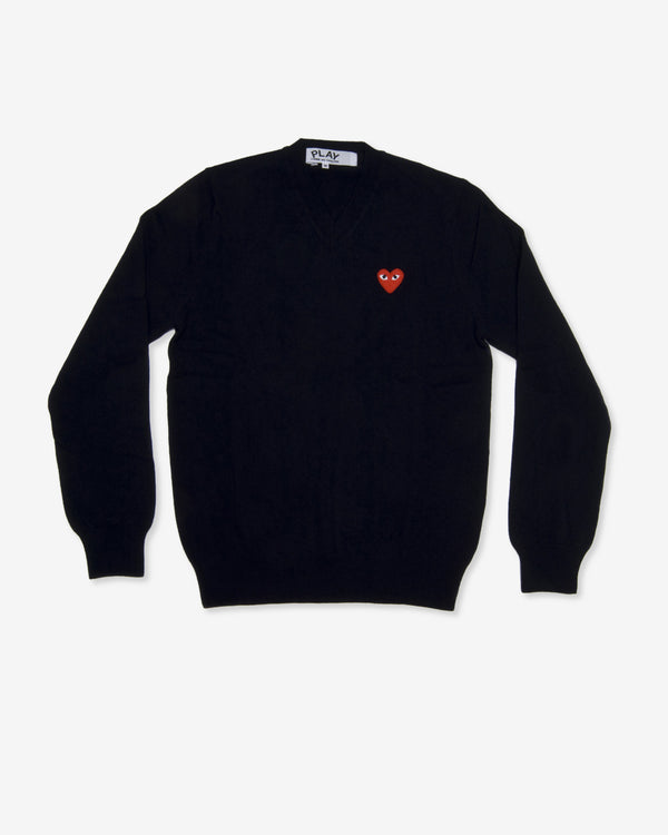 Play Comme des Garçons - Red V Neck Sweater - (Black)