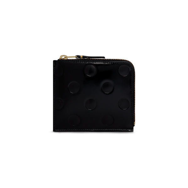 CDG Wallet - Leather Polka Dots Embossed Zip Around Wallet - (Black SA3100NE)