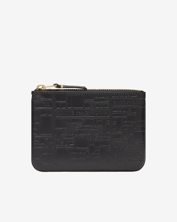 CDG Wallet - Embossed Logo Zip Pouch - (Black SA8100EL)
