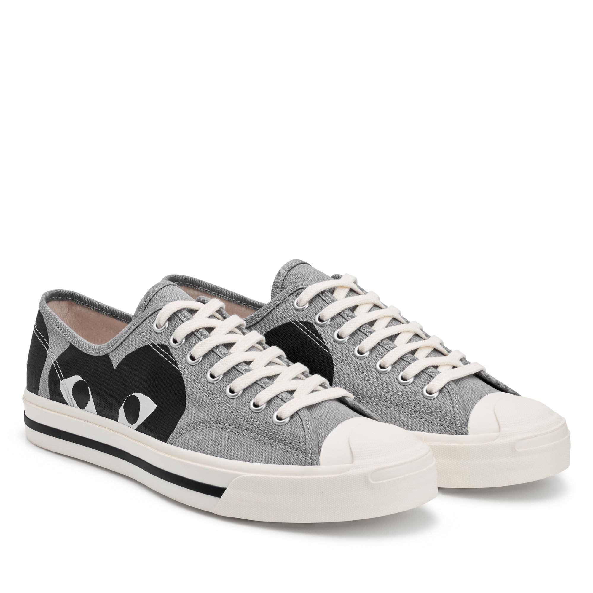 Play Converse - Low Top Black Heart Jack Purcell Sneakers - (Black) view 3, Click to Zoom in