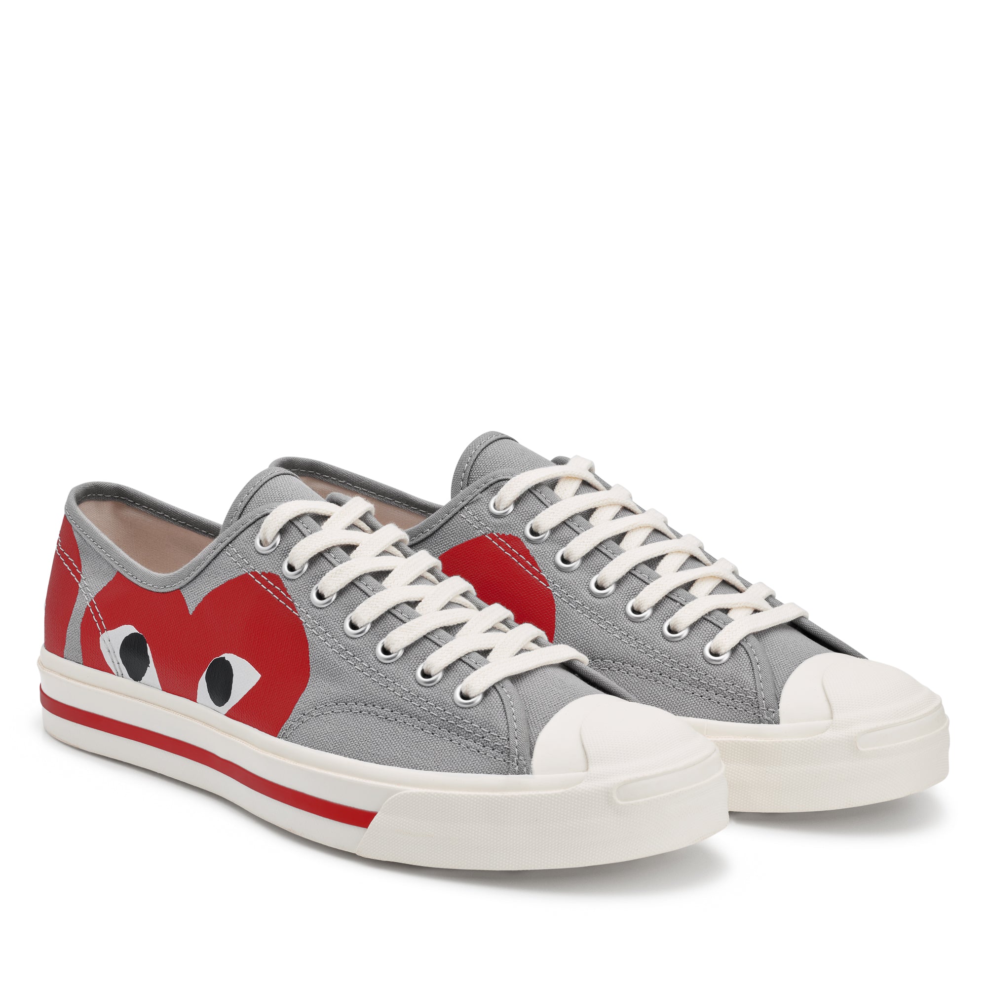 Play Converse - Low Top Red Heart Jack Purcell Sneakers - (Red) view 3, Click to Zoom in