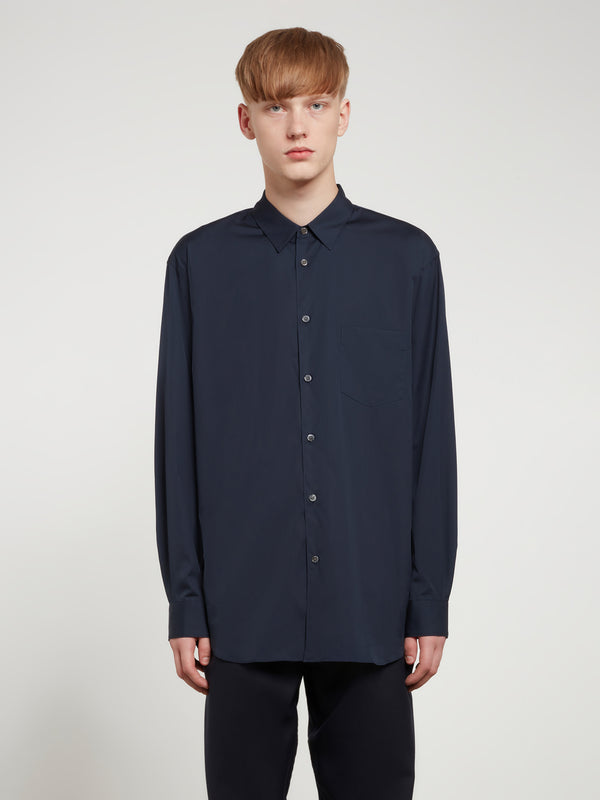 CDG Shirt Forever - Men's Classic Fit Woven Cotton Shirt - (Navy)