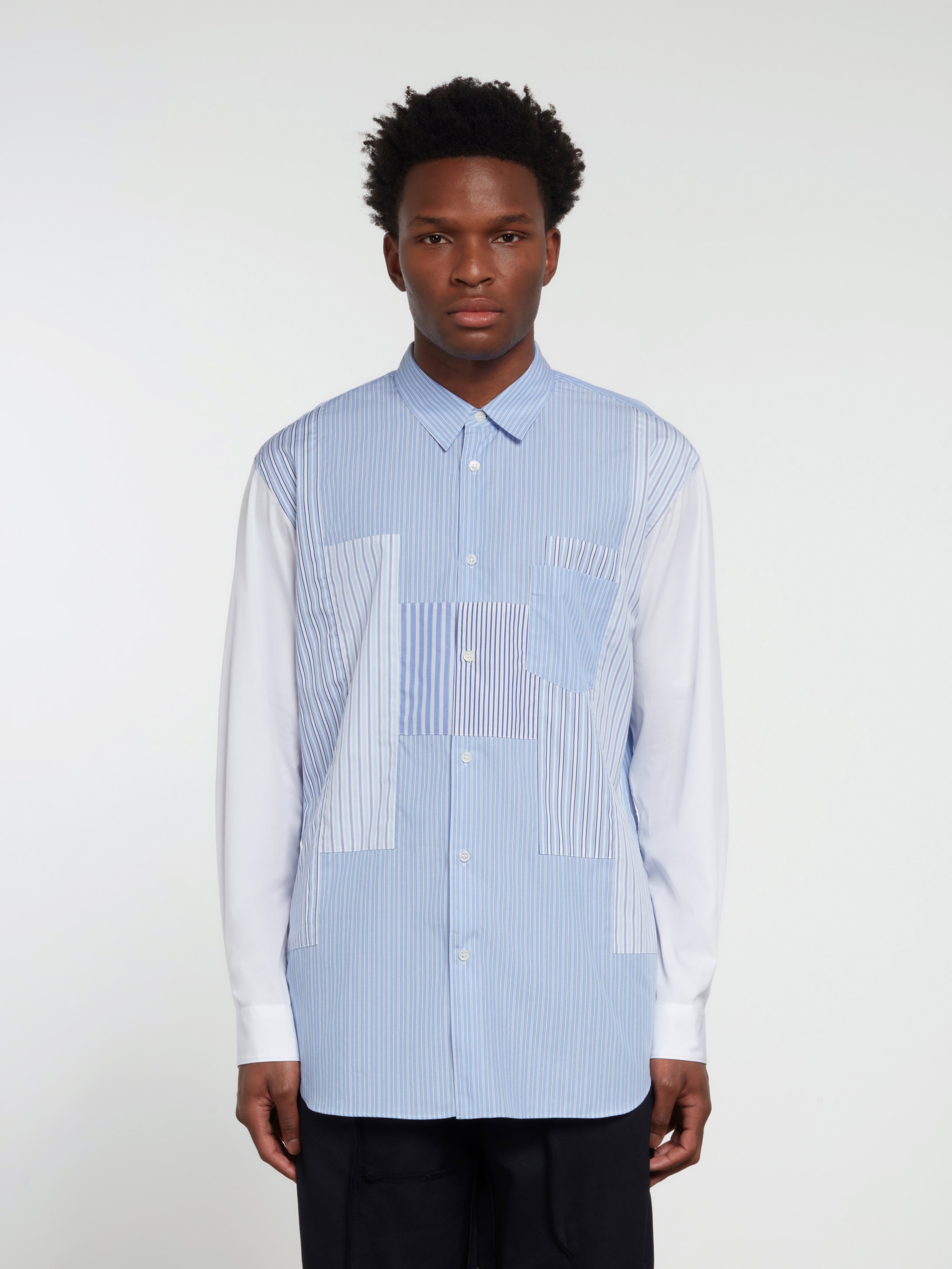 CDG Shirt Forever - Classic Fit Contrast Patchwork Stripe Shirt -  (Stripe/Mix)