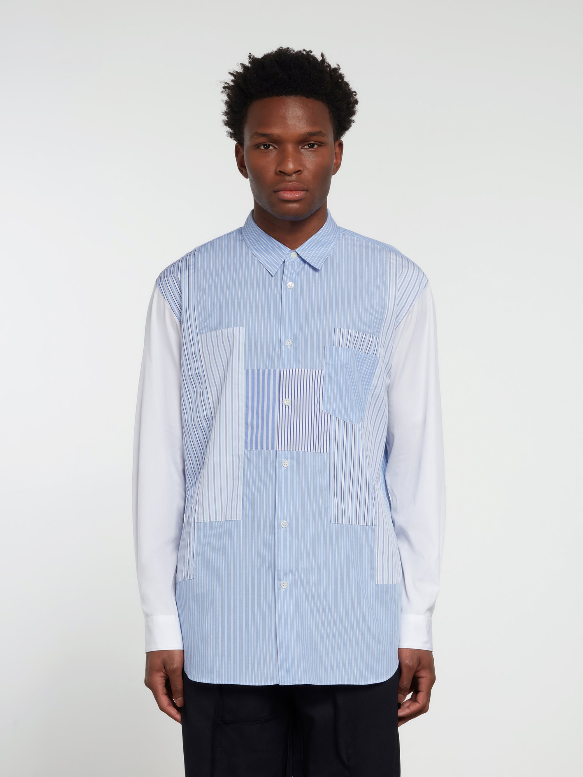 CDG Shirt Forever - Classic Fit Contrast Patchwork Stripe Shirt - (Stripe/Mix) view 2