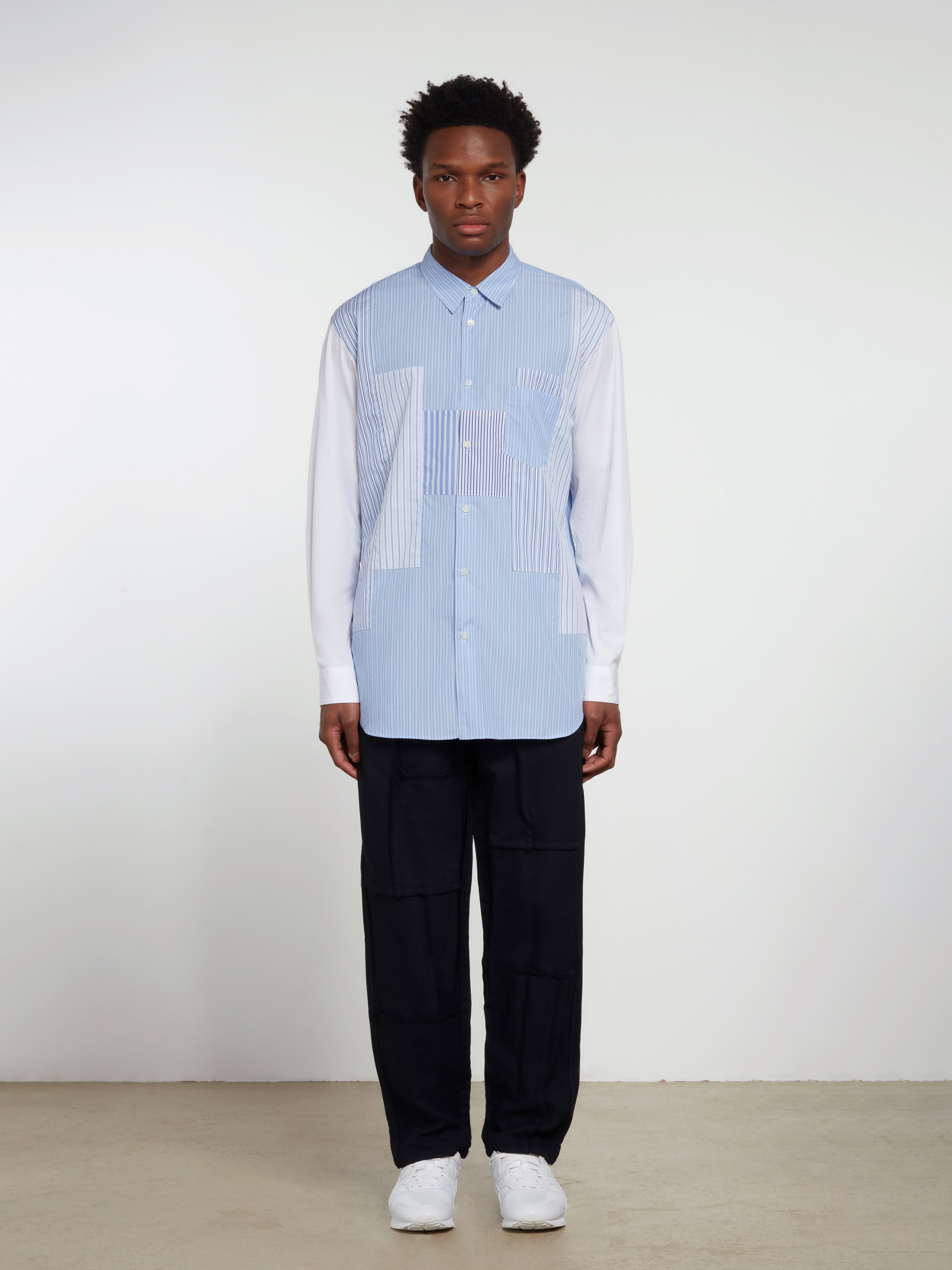 CDG Shirt Forever - Classic Fit Contrast Patchwork Stripe Shirt -  (Stripe/Mix)