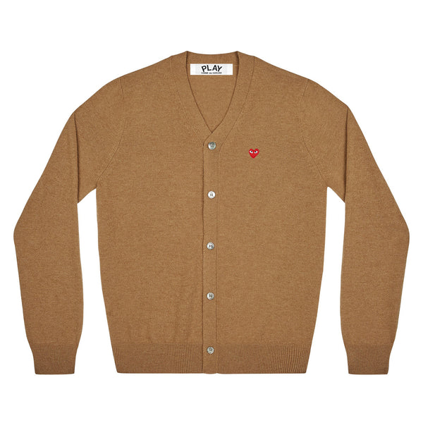 Play - Men's Tiny Red Heart Cardigan - (Brown)