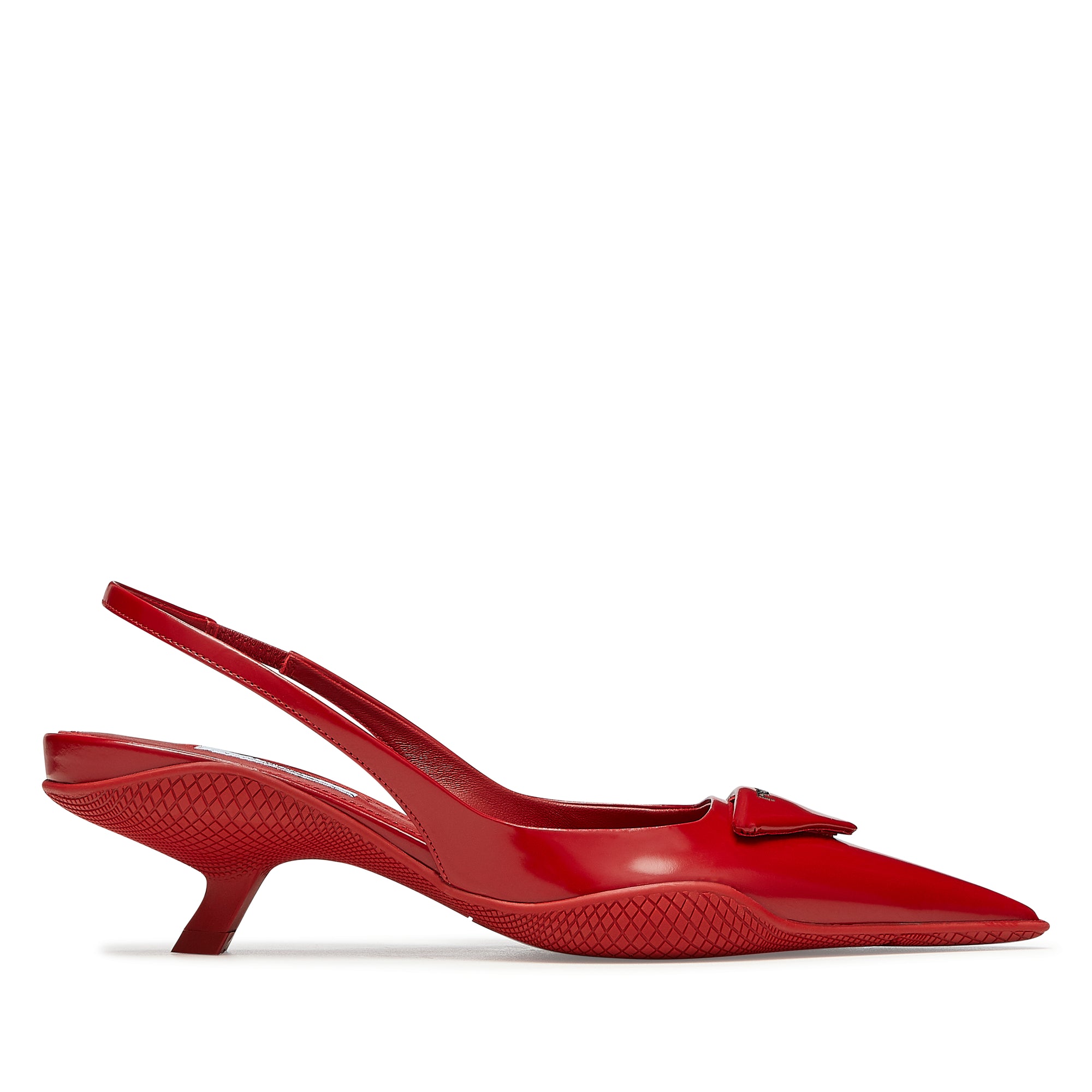 Prada - Women’s Brushed Leather Slingback Pumps - (Red)