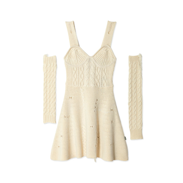 Marc Jacobs - Women’s Cable Knitted Dress With Gloves - (Ivory)