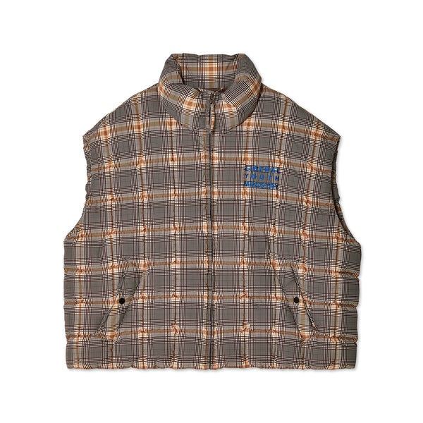 Liberal Youth Ministry - Sleeveless Check Puffer - (Beige)
