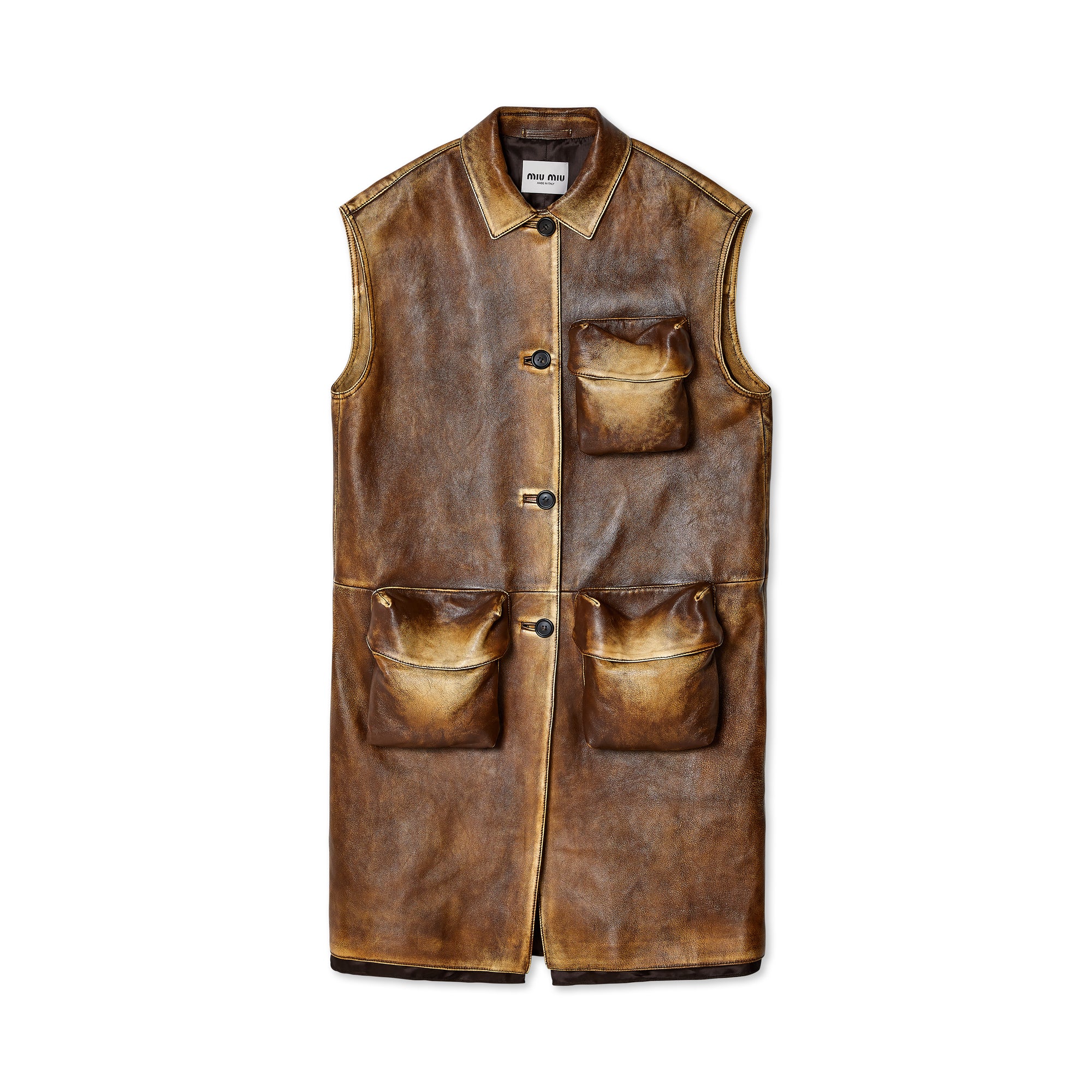 Miu Miu - Women's Nappa Leather Vest - (Ivory/Cocoa Brown) view 1
