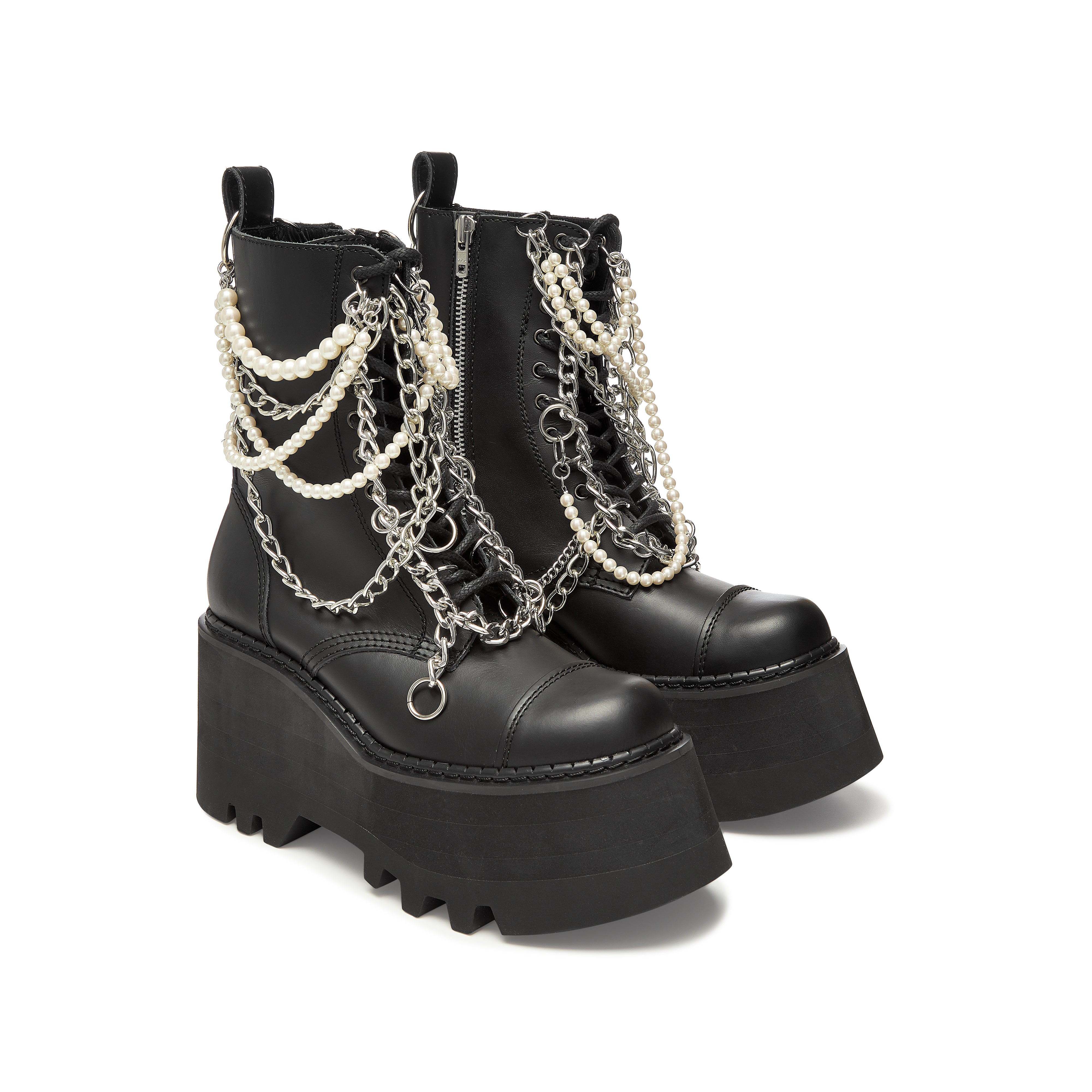 Junya Watanabe - Women’s Pearl Chain Platform Boots - (Black)