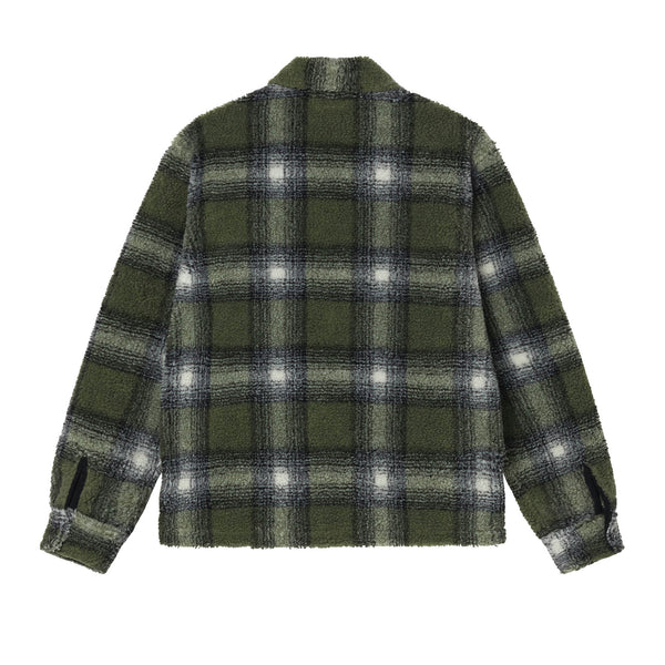 Stüssy - Shadow Plaid Sherpa Zip Shirt - (Olive)