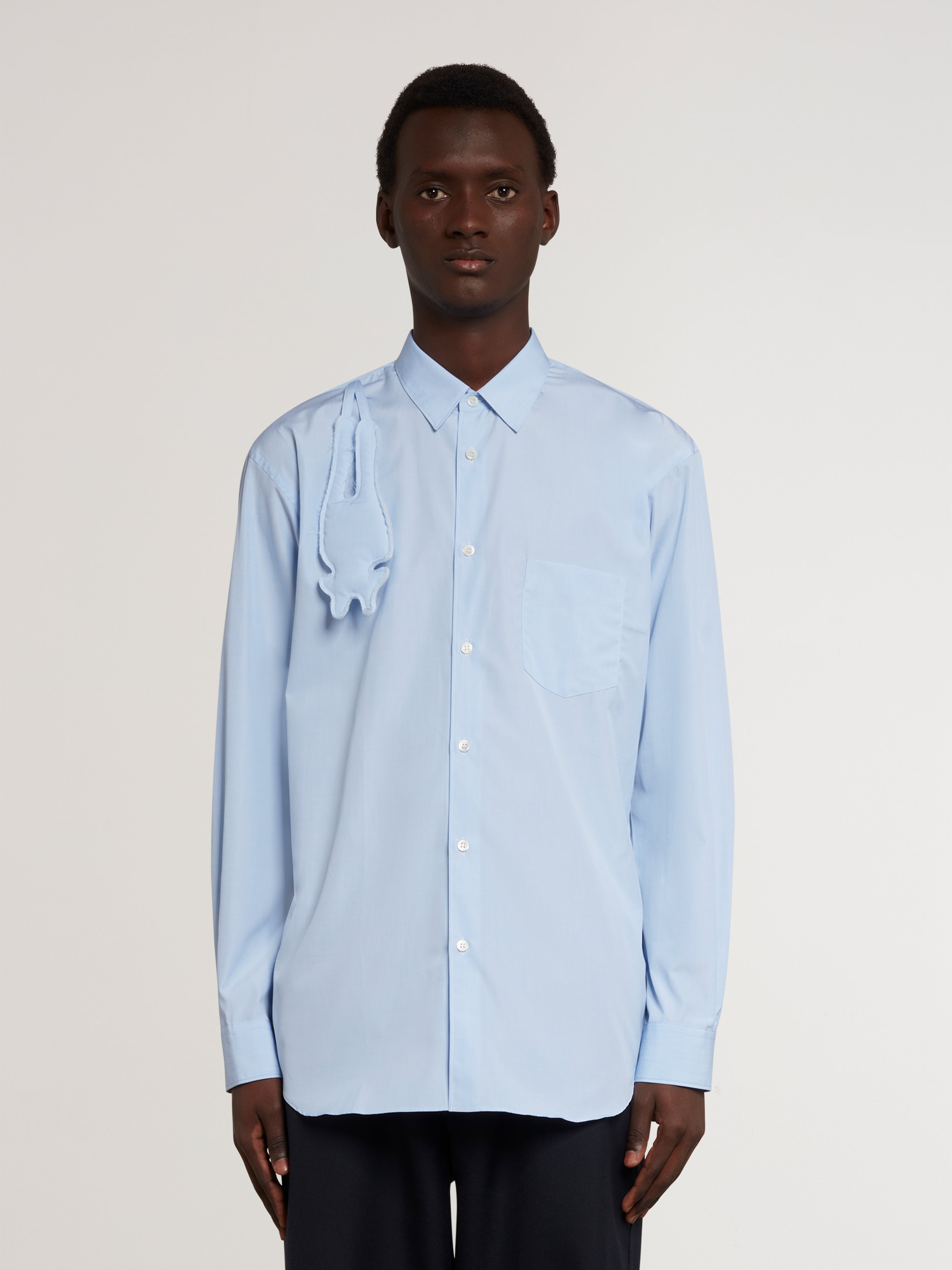 CDG Shirt - Cotton Poplin Plain Creature Shirt - (Blue)